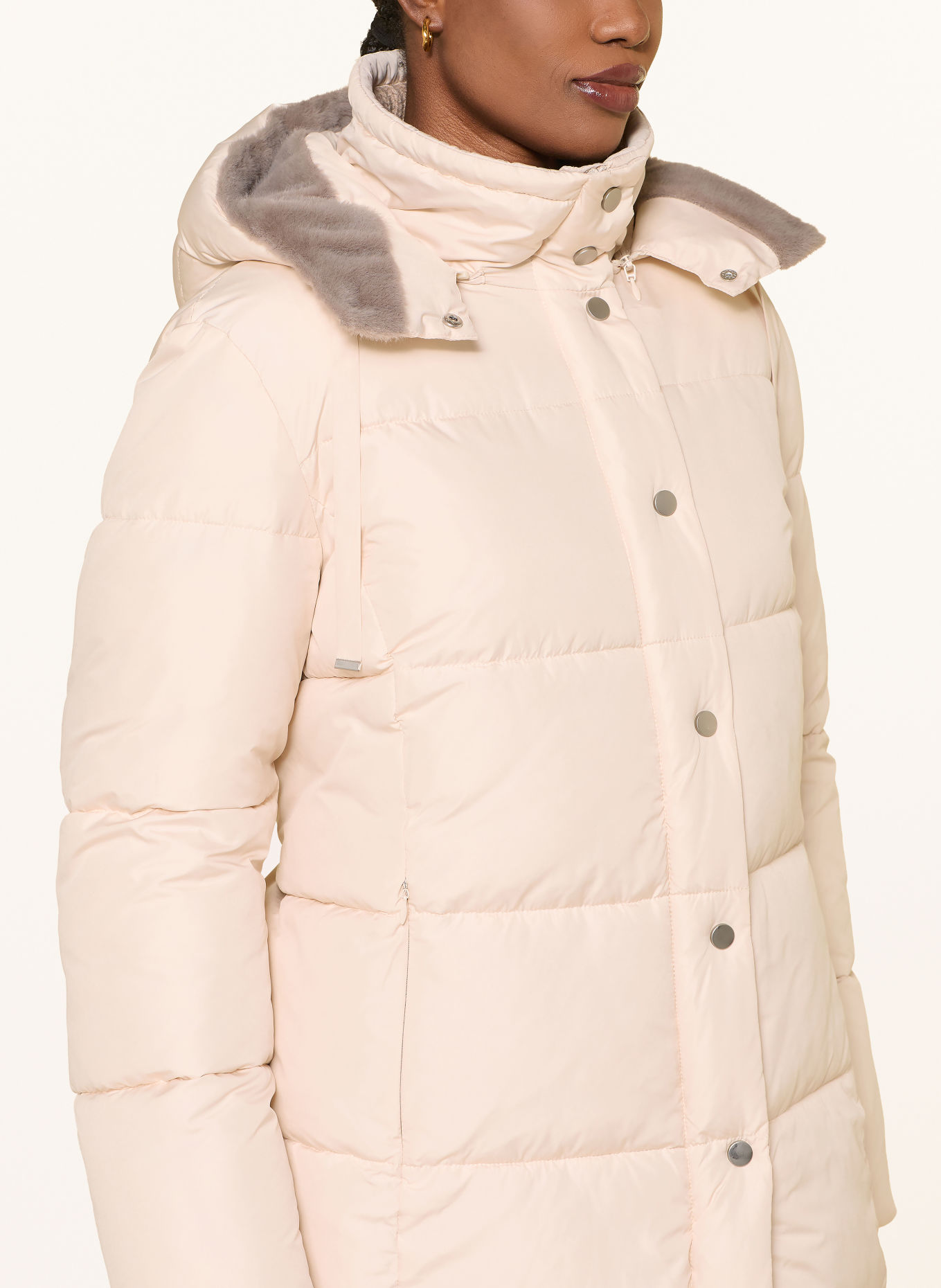 lilienfels Steppmantel mit abnehmbarer Kapuze: CREME