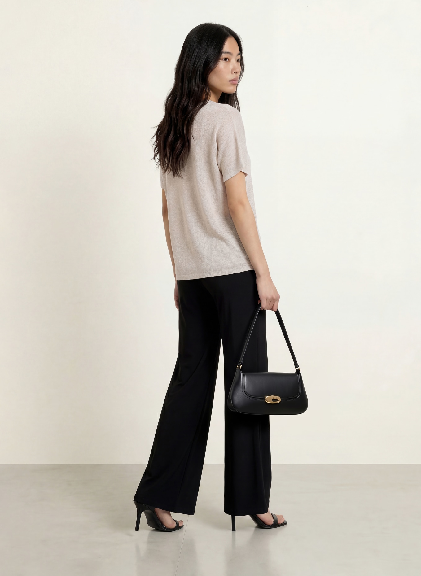 Joseph Ribkoff T-shirt en maille avec fil pailleté et strass: CRÈME