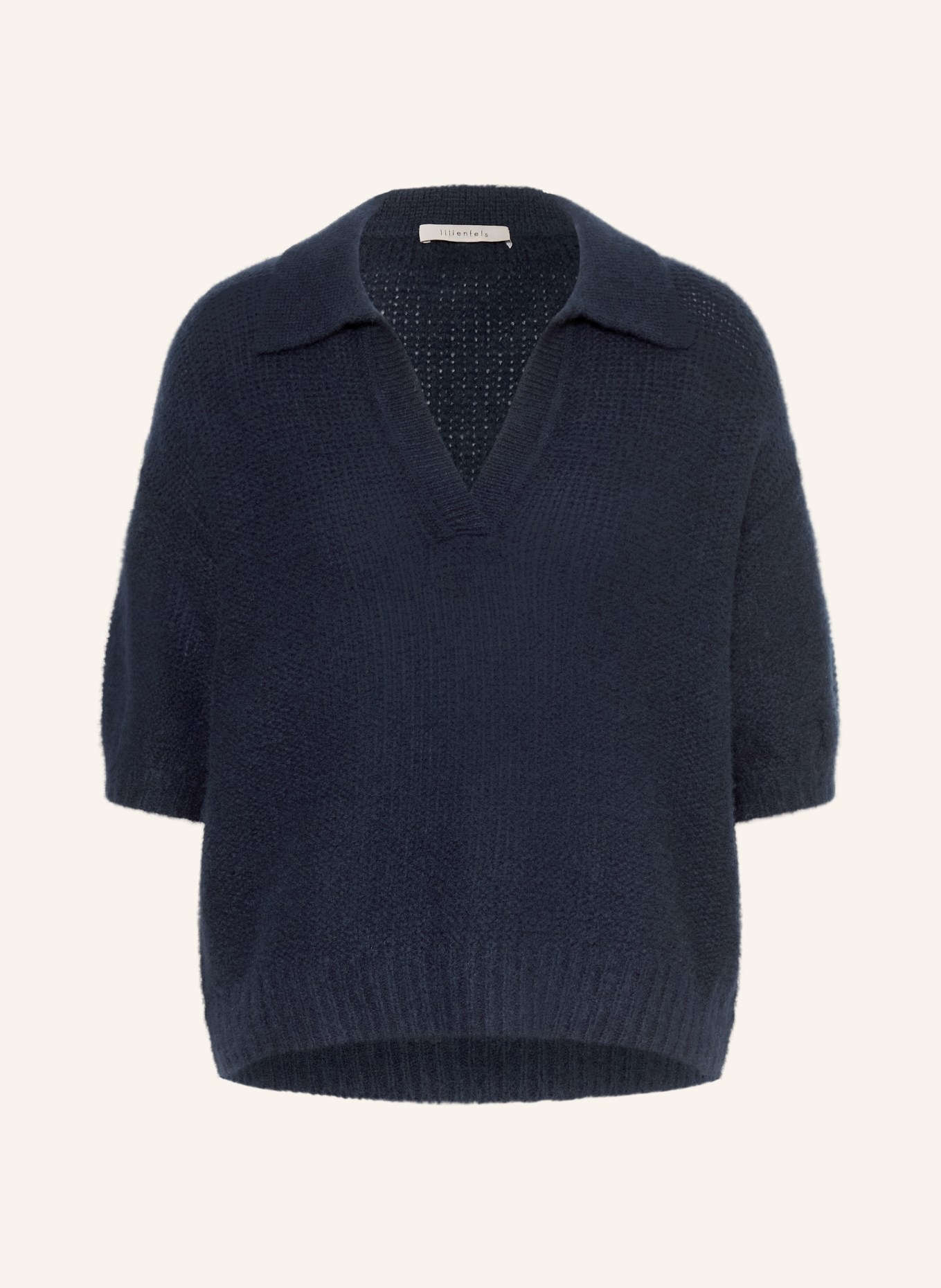 lilienfels Strick-Poloshirt mit Cashmere: DUNKELBLAU