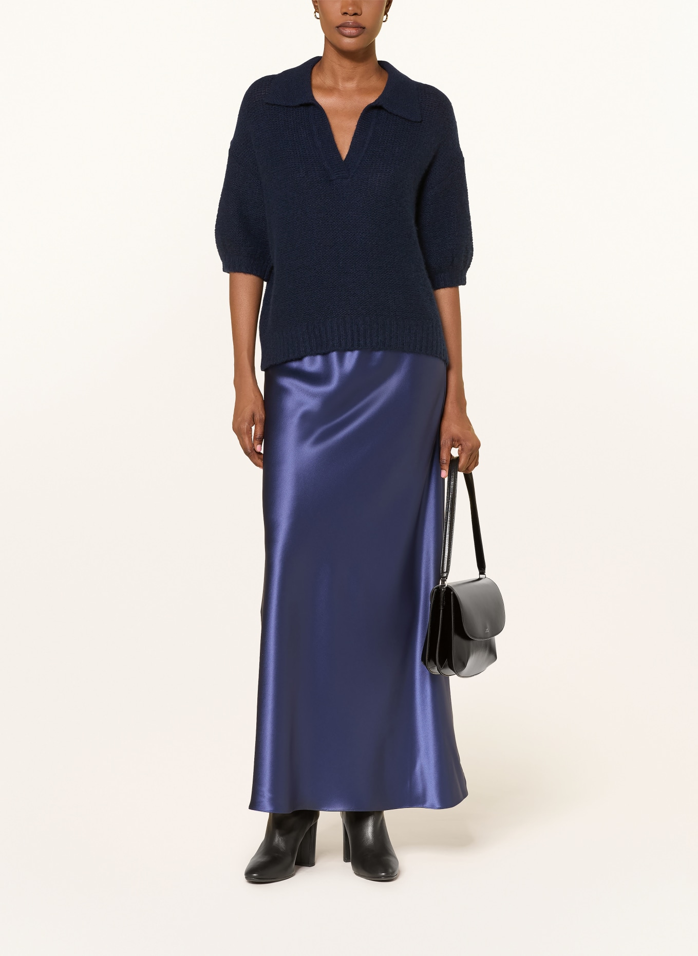 lilienfels Strick-Poloshirt mit Cashmere: DUNKELBLAU