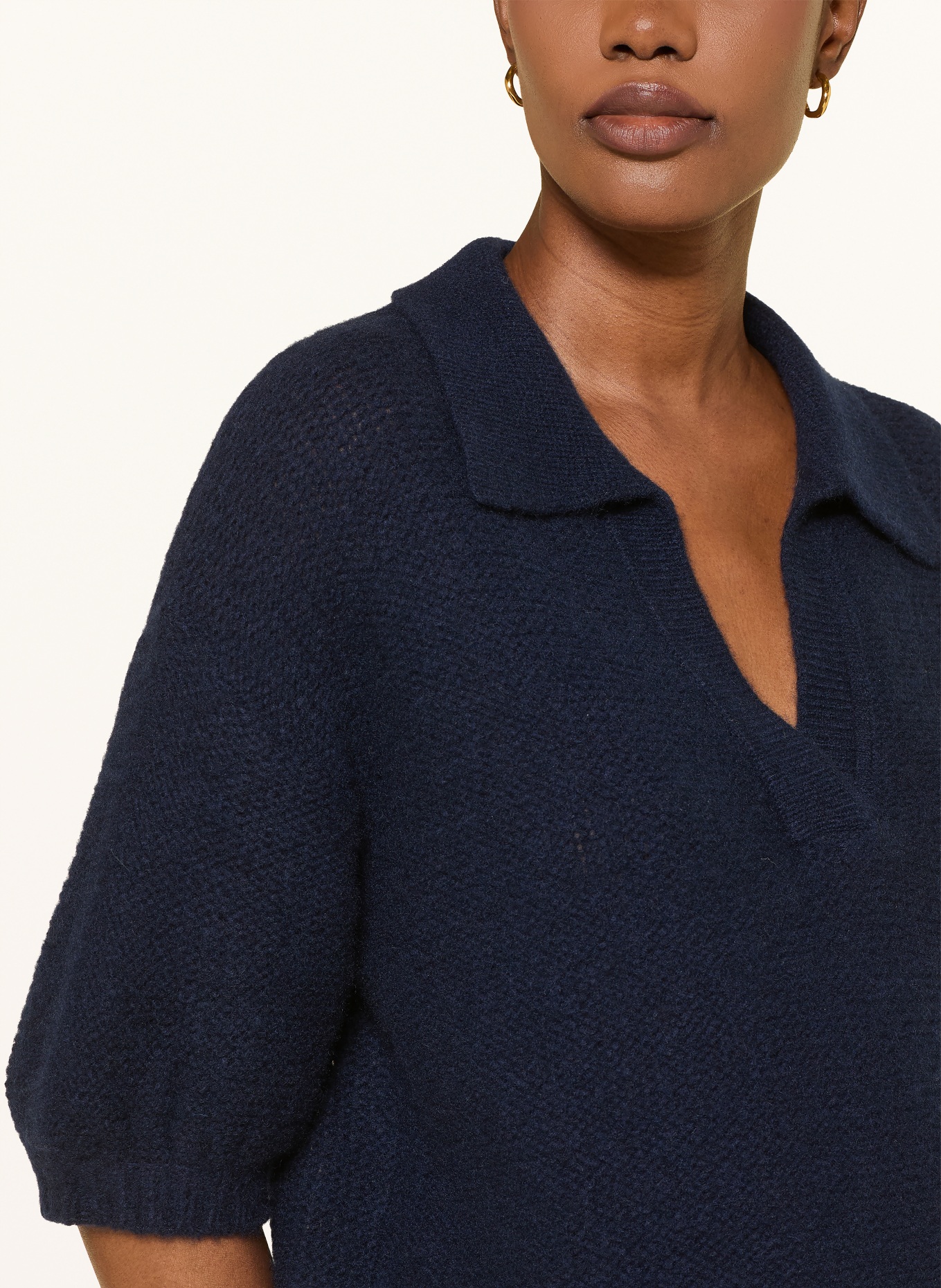 lilienfels Strick-Poloshirt mit Cashmere: DUNKELBLAU
