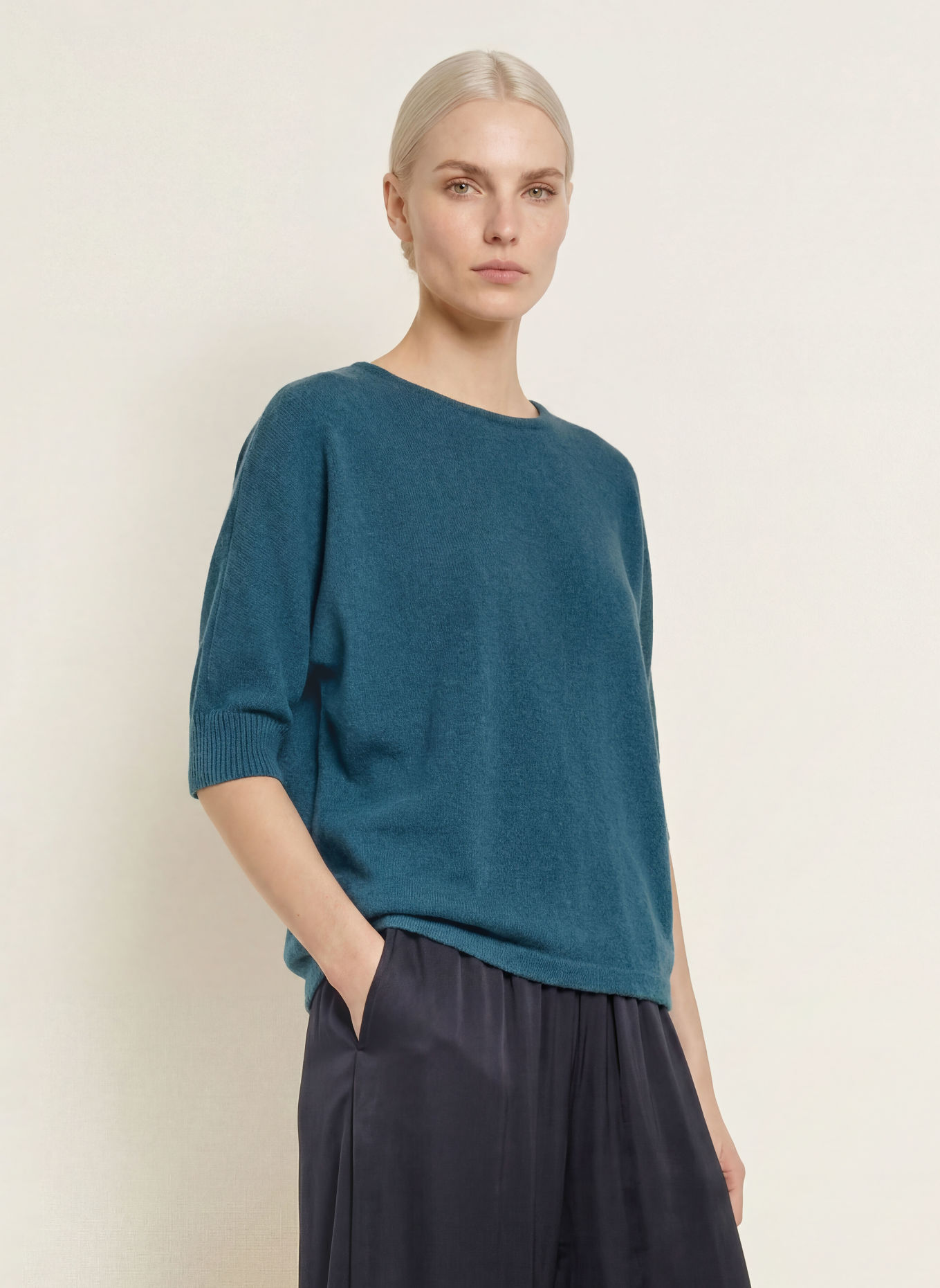 comma Pullover mit 3/4-Arm: PETROL