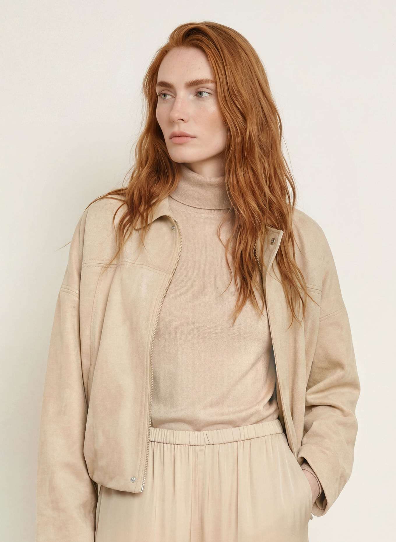 comma Blouson in Lederoptik: BEIGE