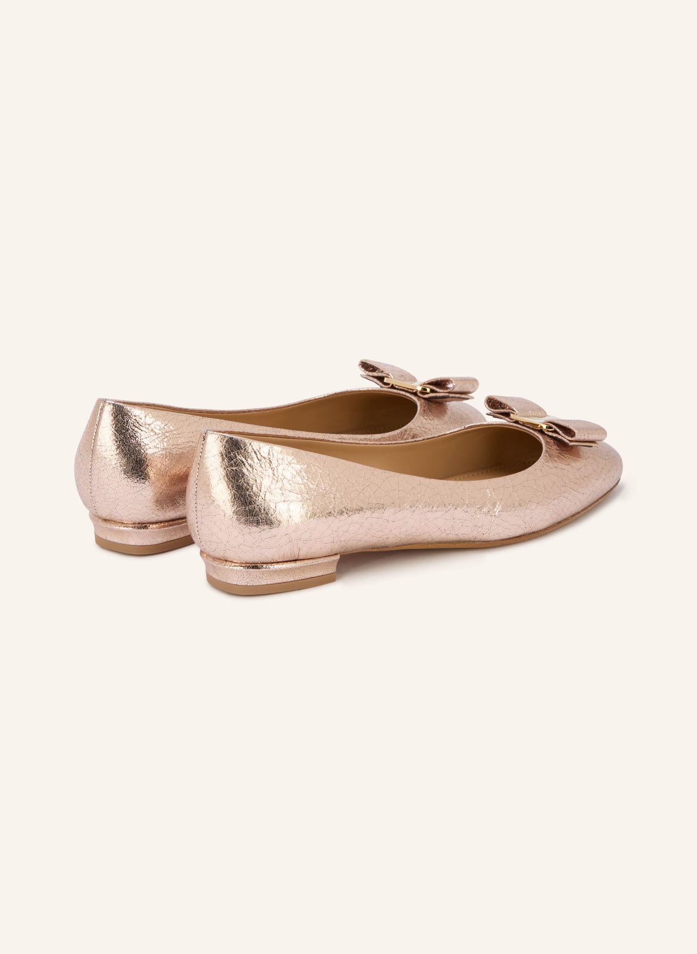 FERRAGAMO Baleriny VARINA 2.0: RÓŻOWOZLOTY / ZŁOTY