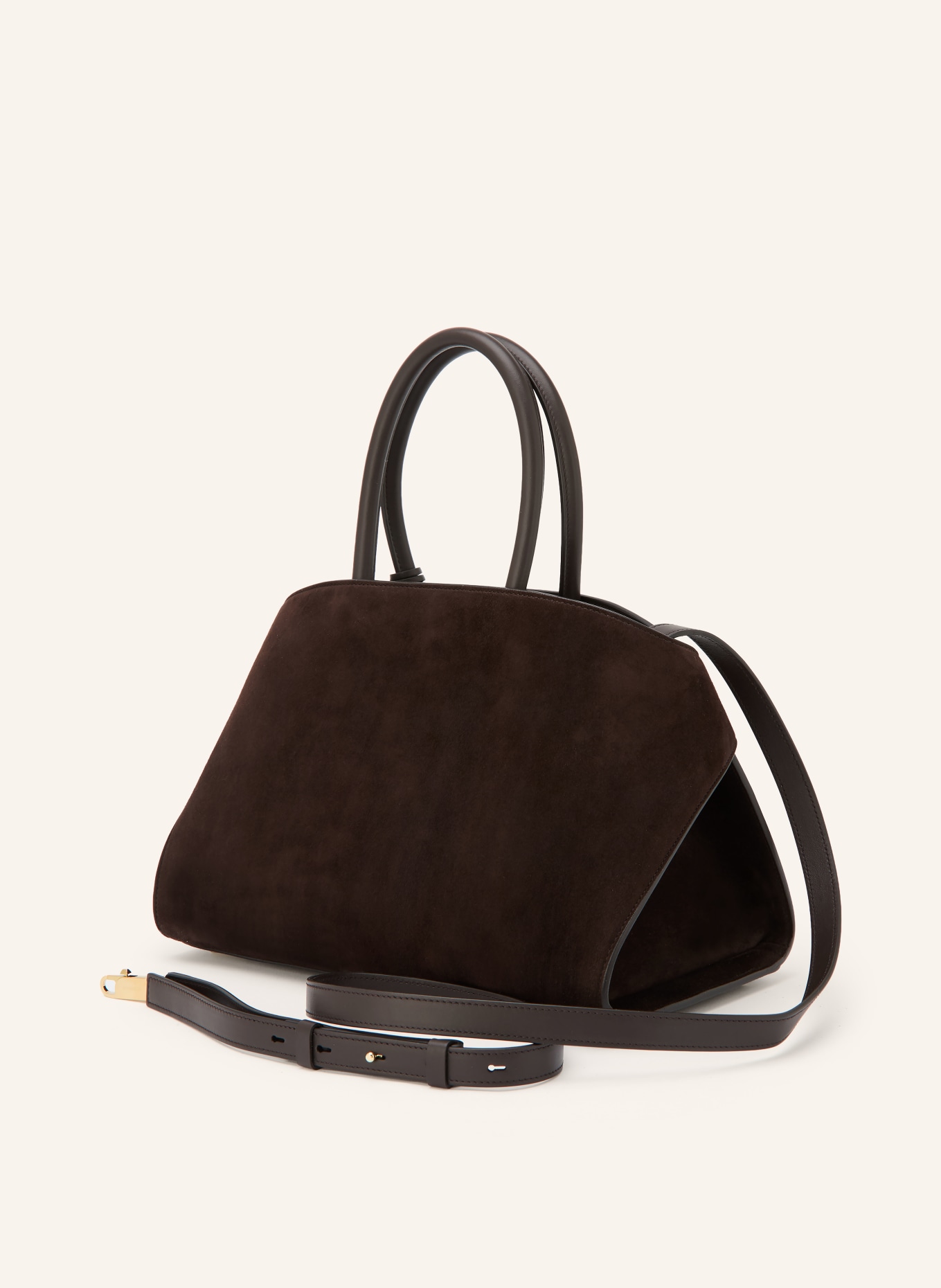 FERRAGAMO Schultertasche HUG: DUNKELBRAUN / GOLD