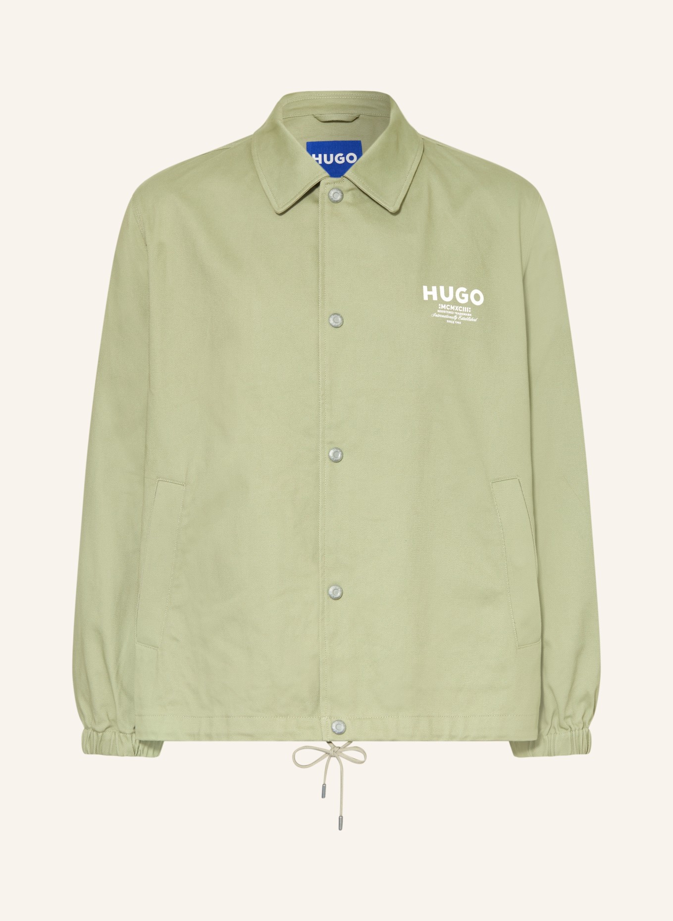 HUGO Overshirt BIYO: HELLGRÜN / WEISS
