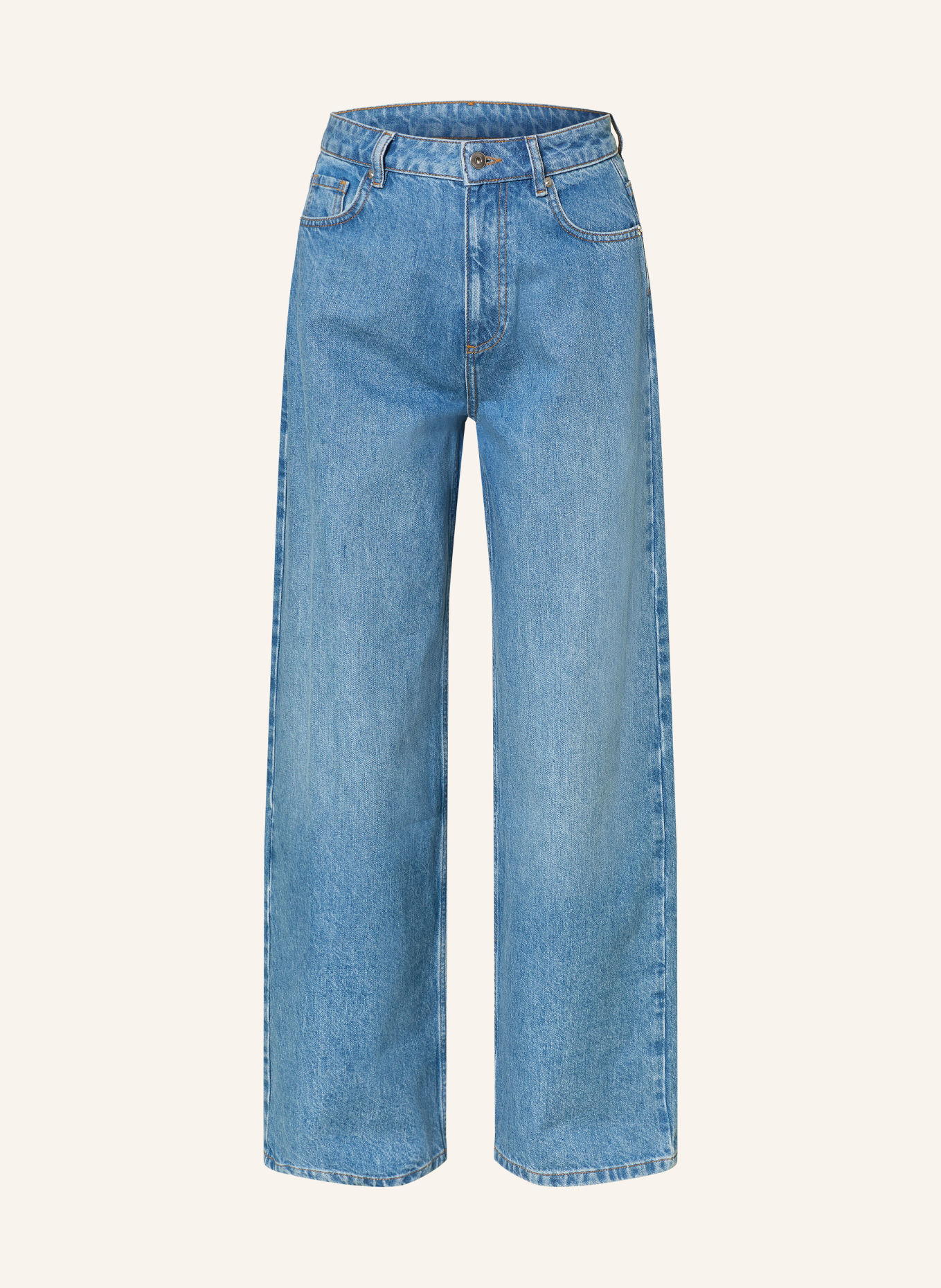 darling harbour Wide Leg Jeans: MID LIGHT BLUE