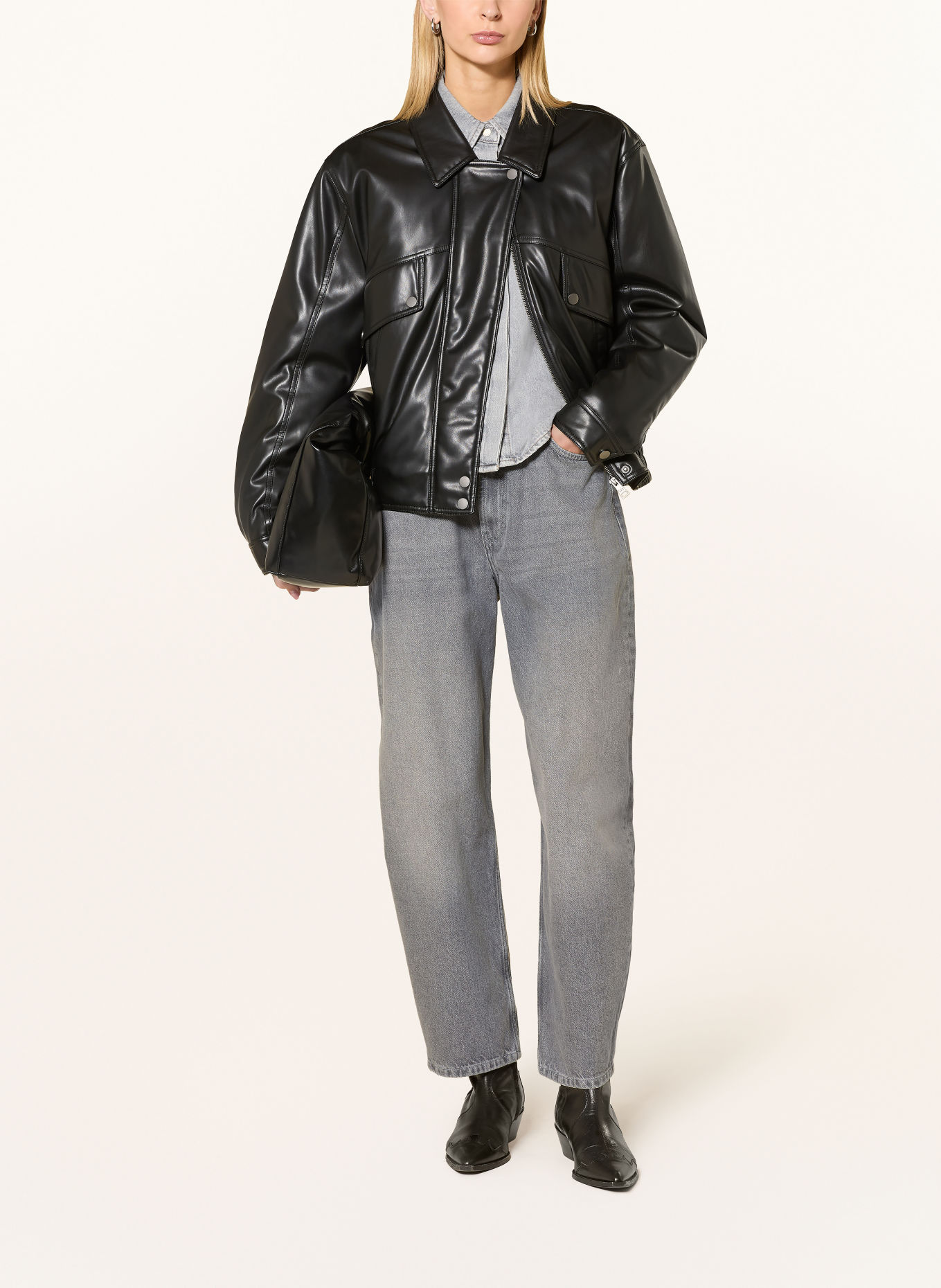 darling harbour Barrel Jeans: MID GREY