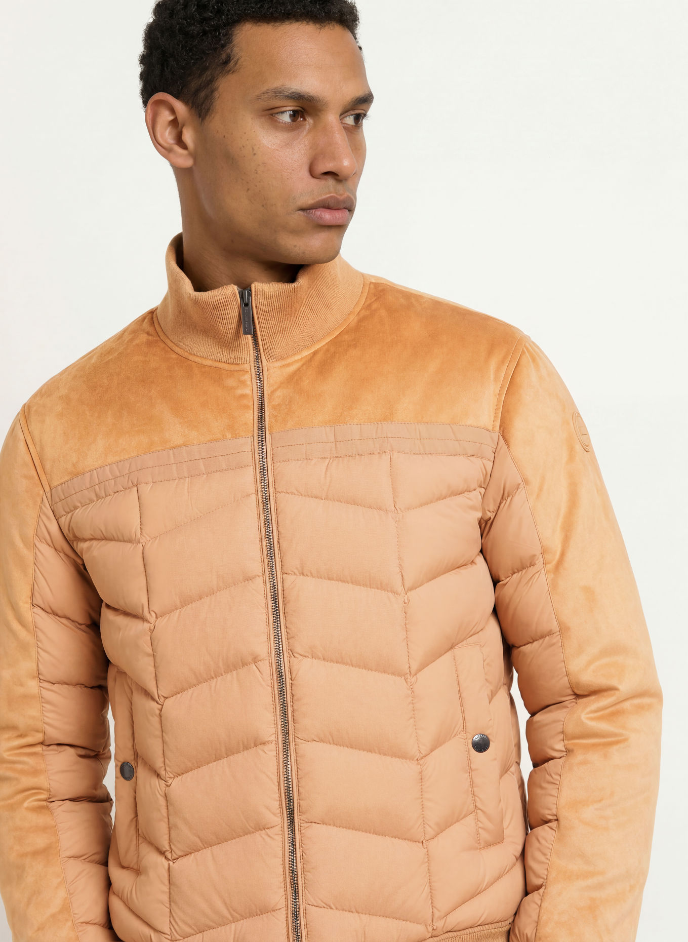 COLMAR Down jacket in a blend of materials: BEIGE / CAMEL