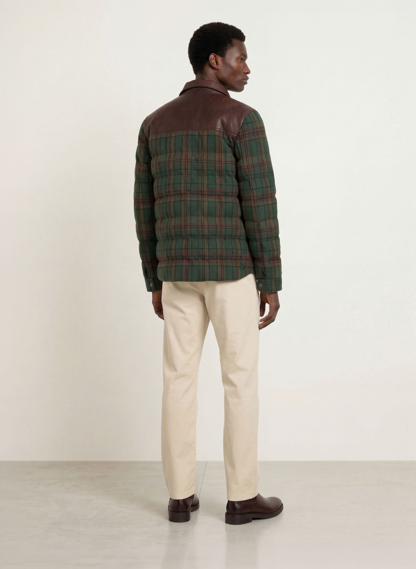 COLMAR Down jacket in a blend of materials: GREEN / DARK BROWN / BROWN