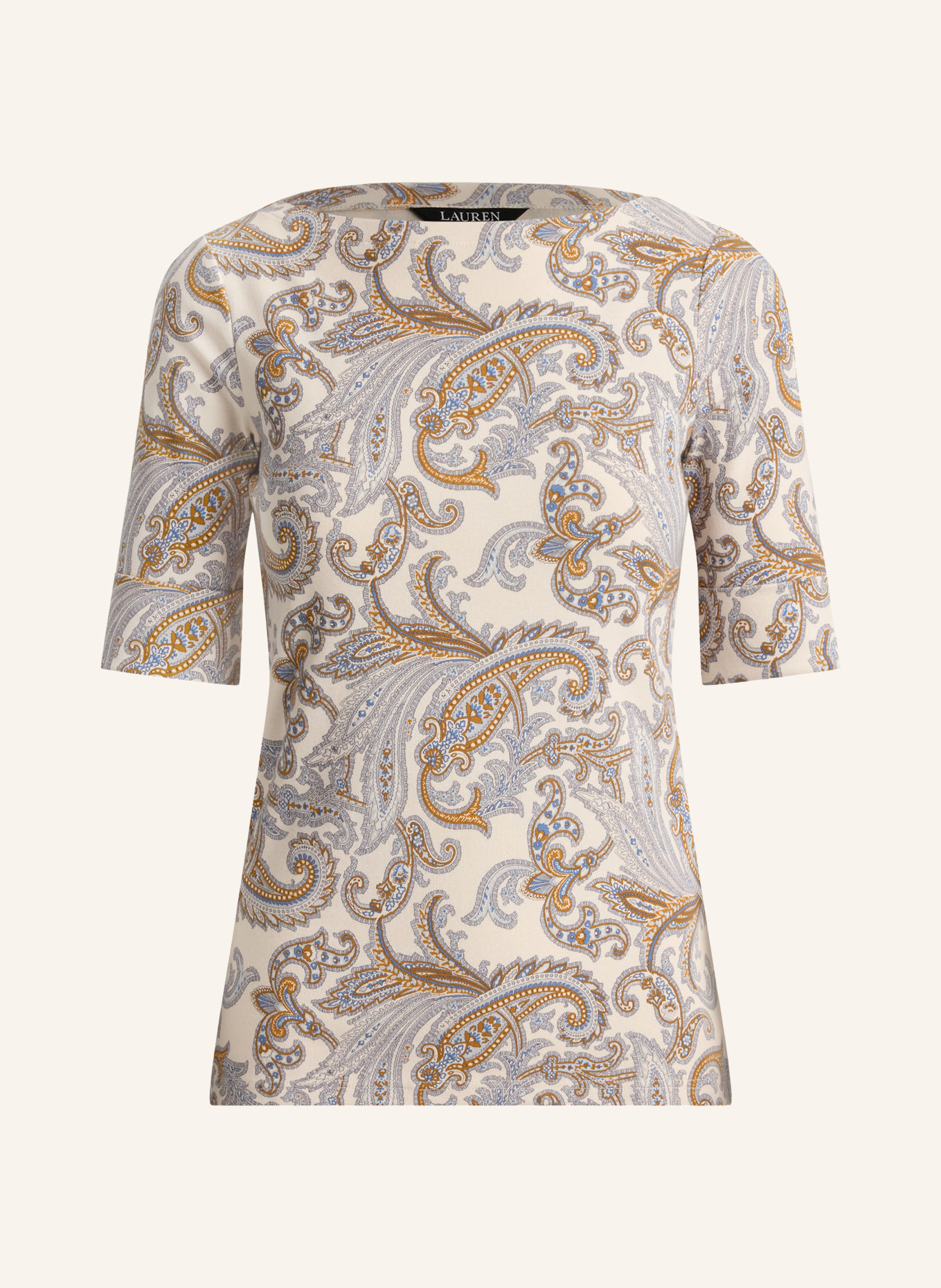 LAUREN RALPH LAUREN T-Shirt: CREME / COGNAC / BLAU