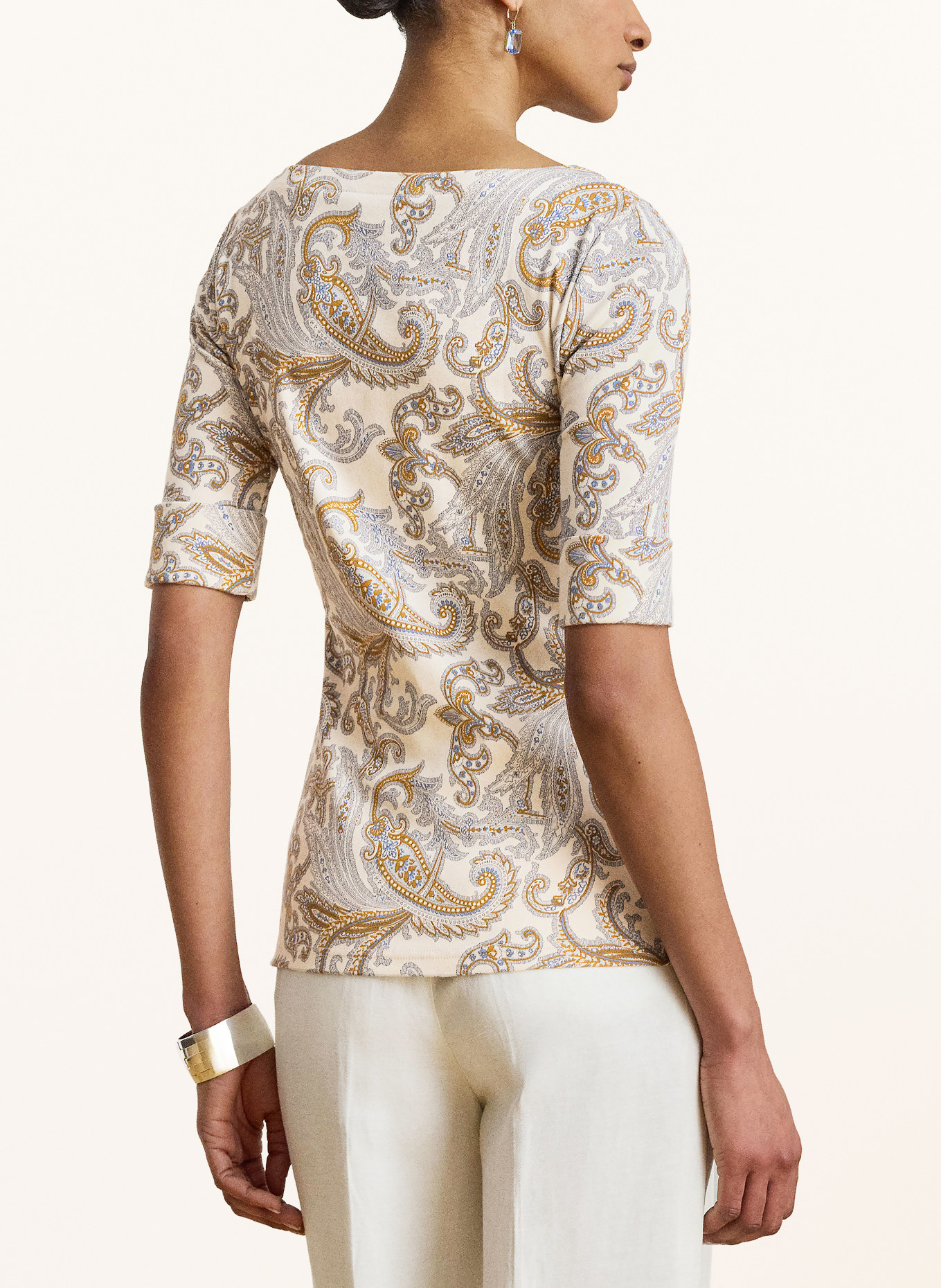 LAUREN RALPH LAUREN T-Shirt: CREME / COGNAC / BLAU