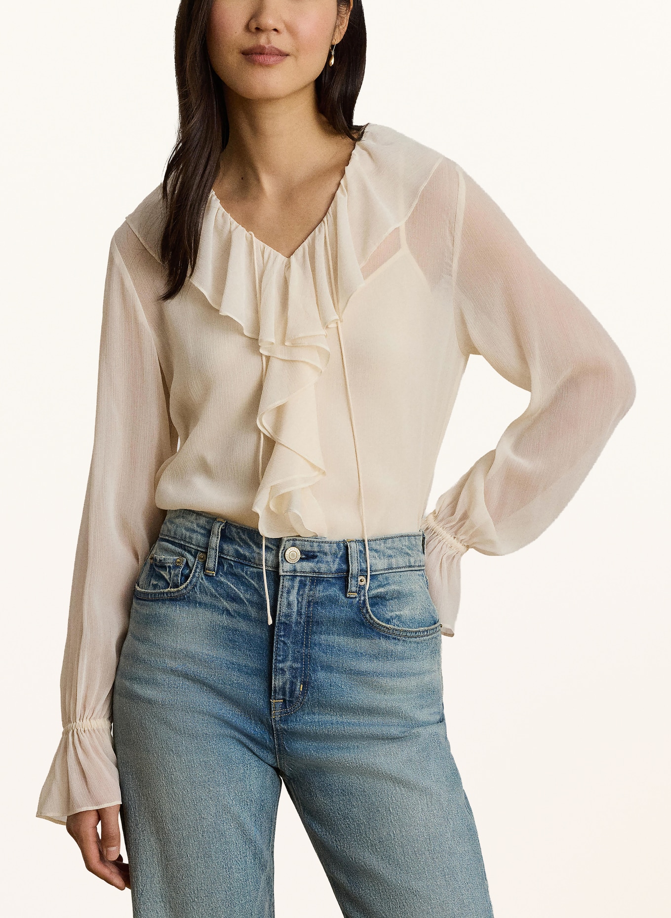 LAUREN RALPH LAUREN Chemisier à volants: CRÈME
