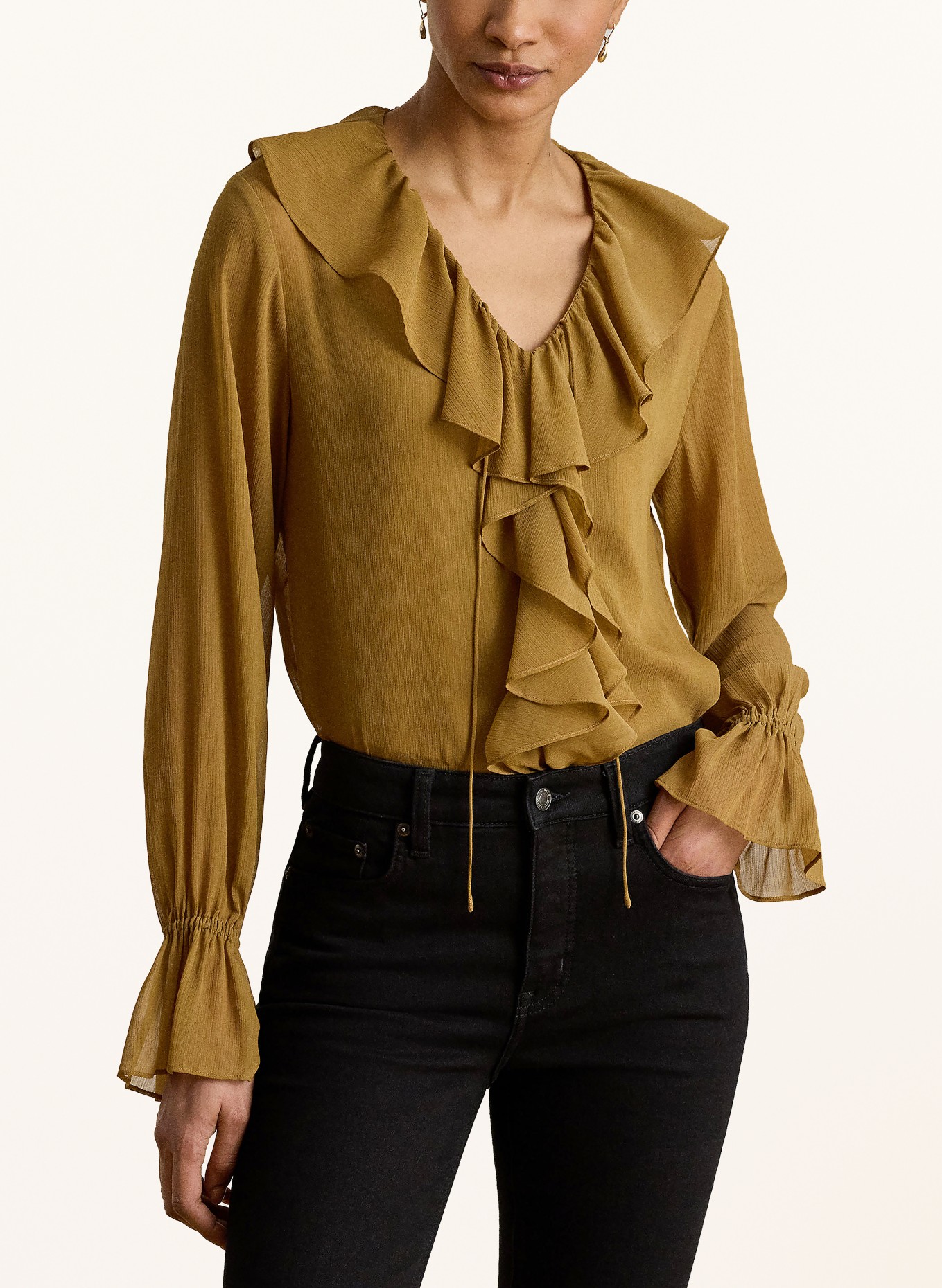 LAUREN RALPH LAUREN Chemisier à volants: OLIVE