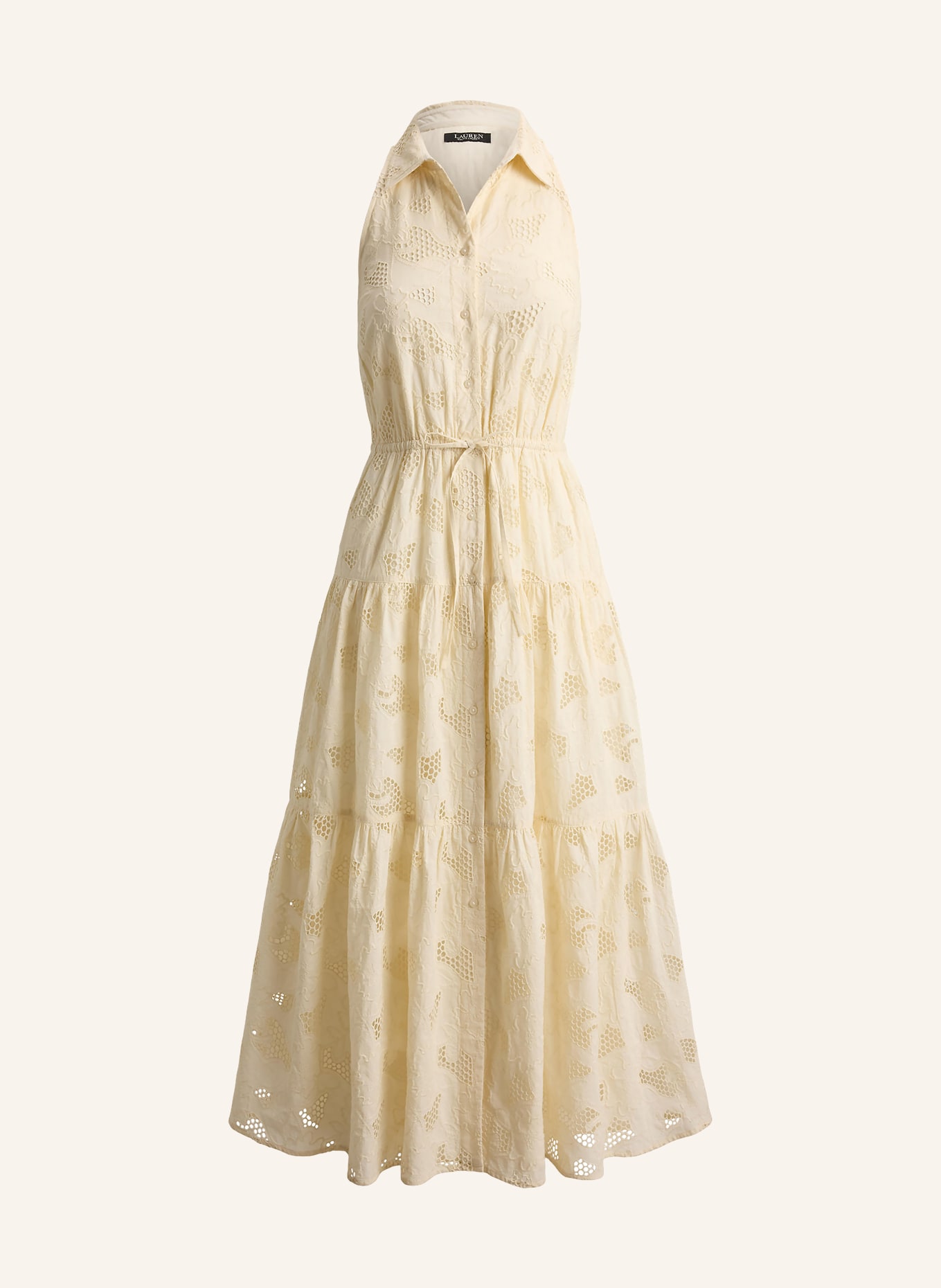 LAUREN RALPH LAUREN Hemdblusenkleid aus Lochspitze: CREME