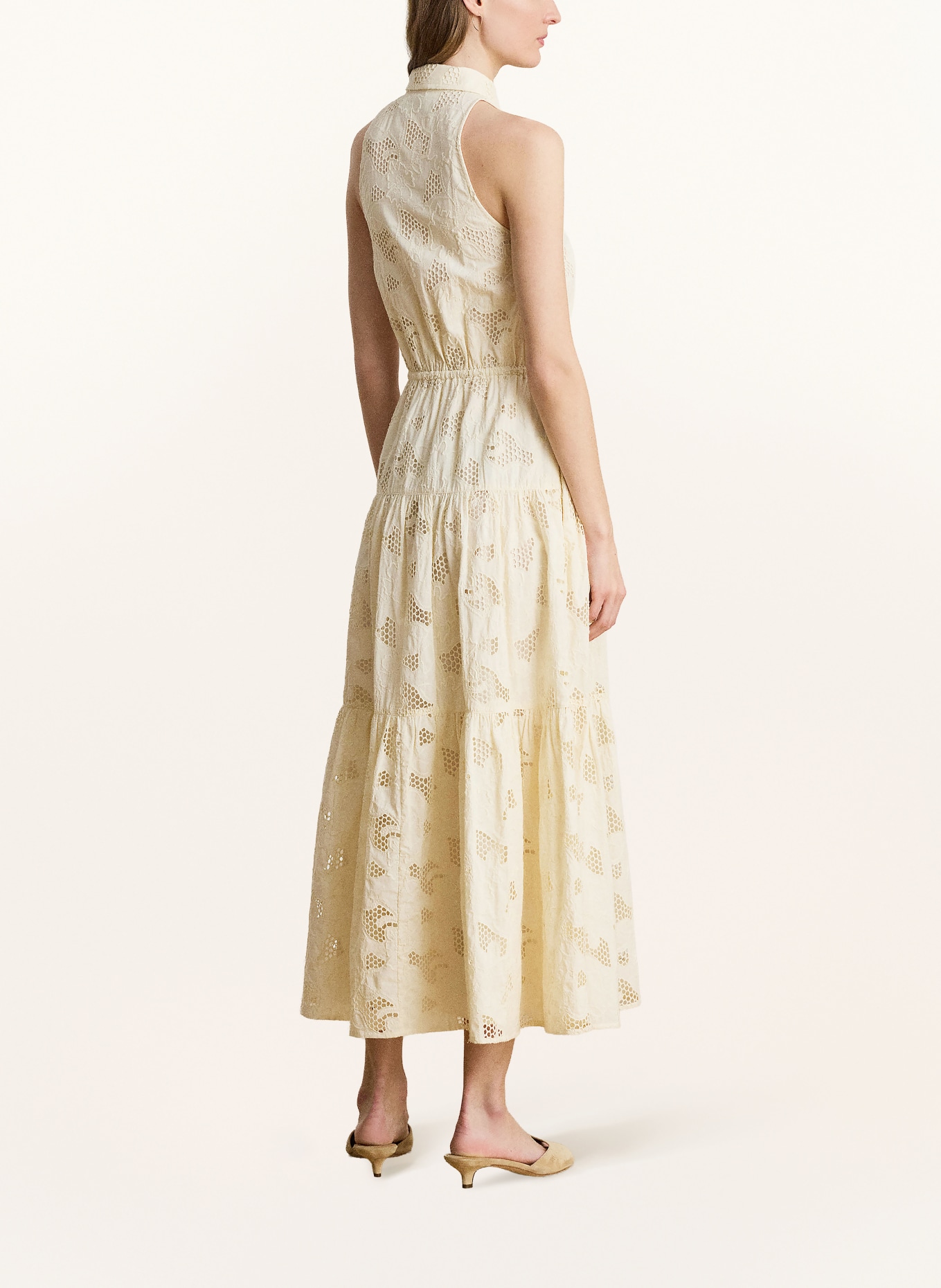 LAUREN RALPH LAUREN Hemdblusenkleid aus Lochspitze: CREME
