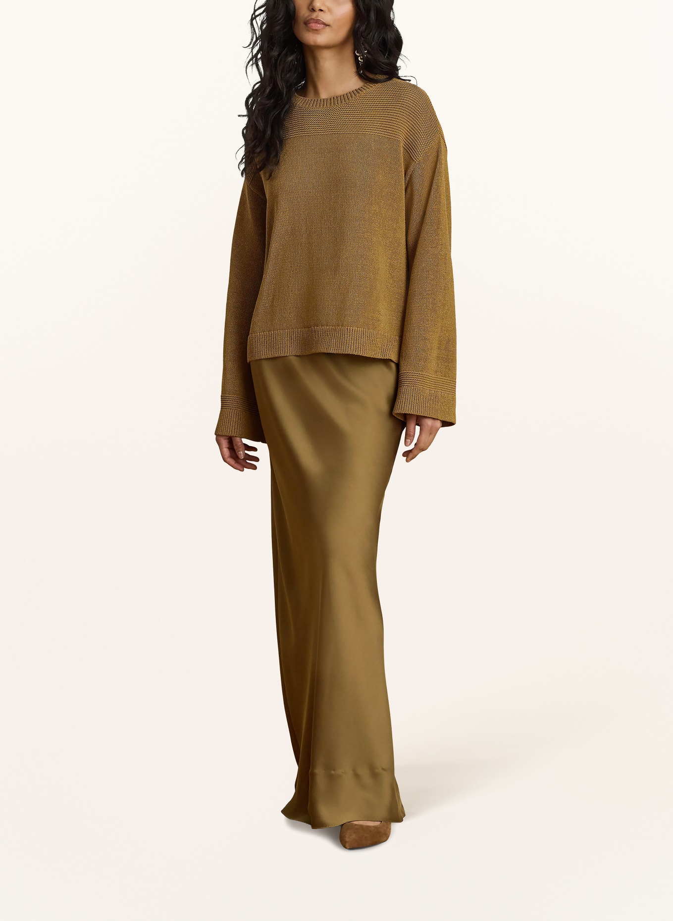 LAUREN RALPH LAUREN Satin skirt: OLIVE