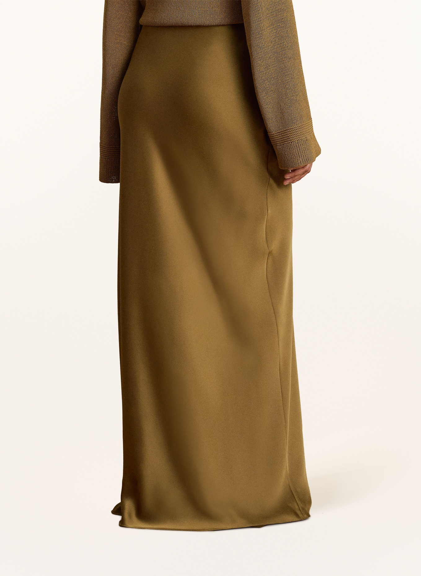LAUREN RALPH LAUREN Satin skirt: OLIVE