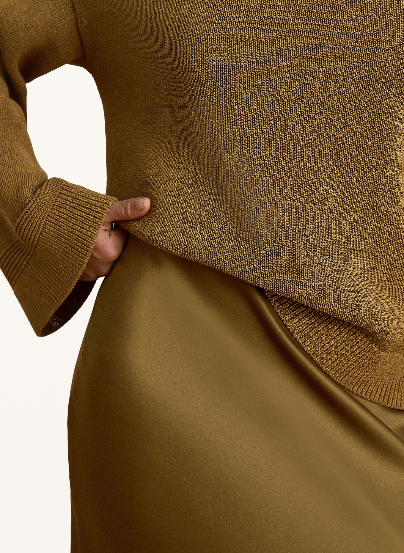 LAUREN RALPH LAUREN Satin skirt: OLIVE