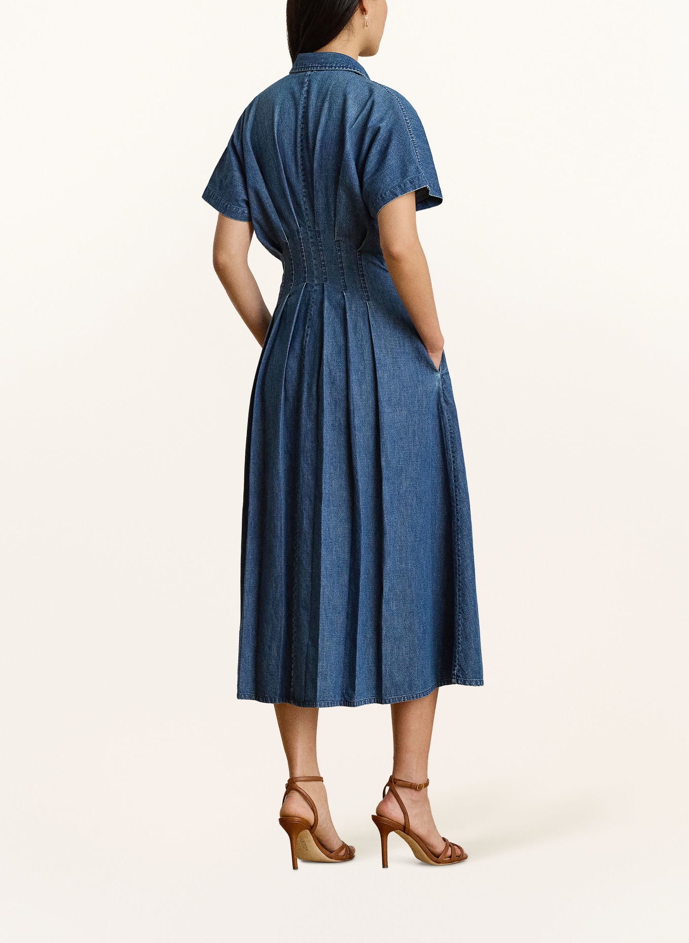 LAUREN RALPH LAUREN Džínové šaty: TMAVĚ MODRÁ