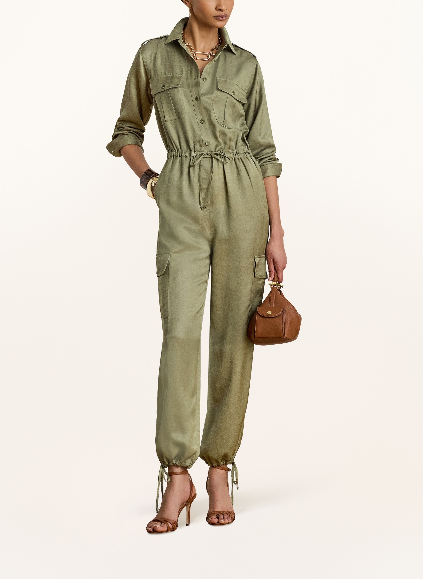 LAUREN RALPH LAUREN Cargo-Jumpsuit: OLIV