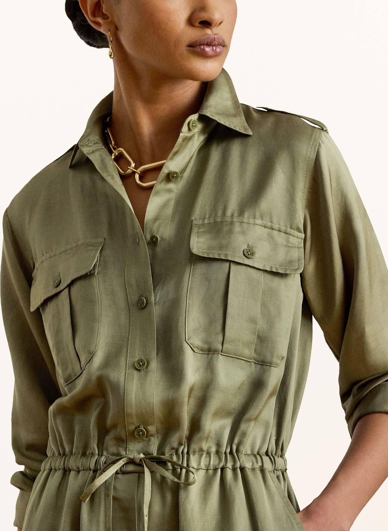 LAUREN RALPH LAUREN Cargo-Jumpsuit: OLIV