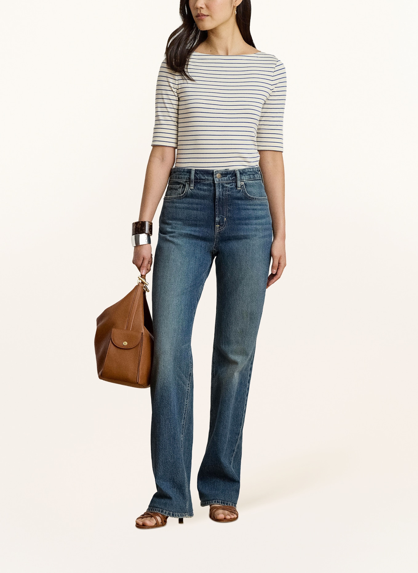 LAUREN RALPH LAUREN T-shirt: CREAM / BLUE