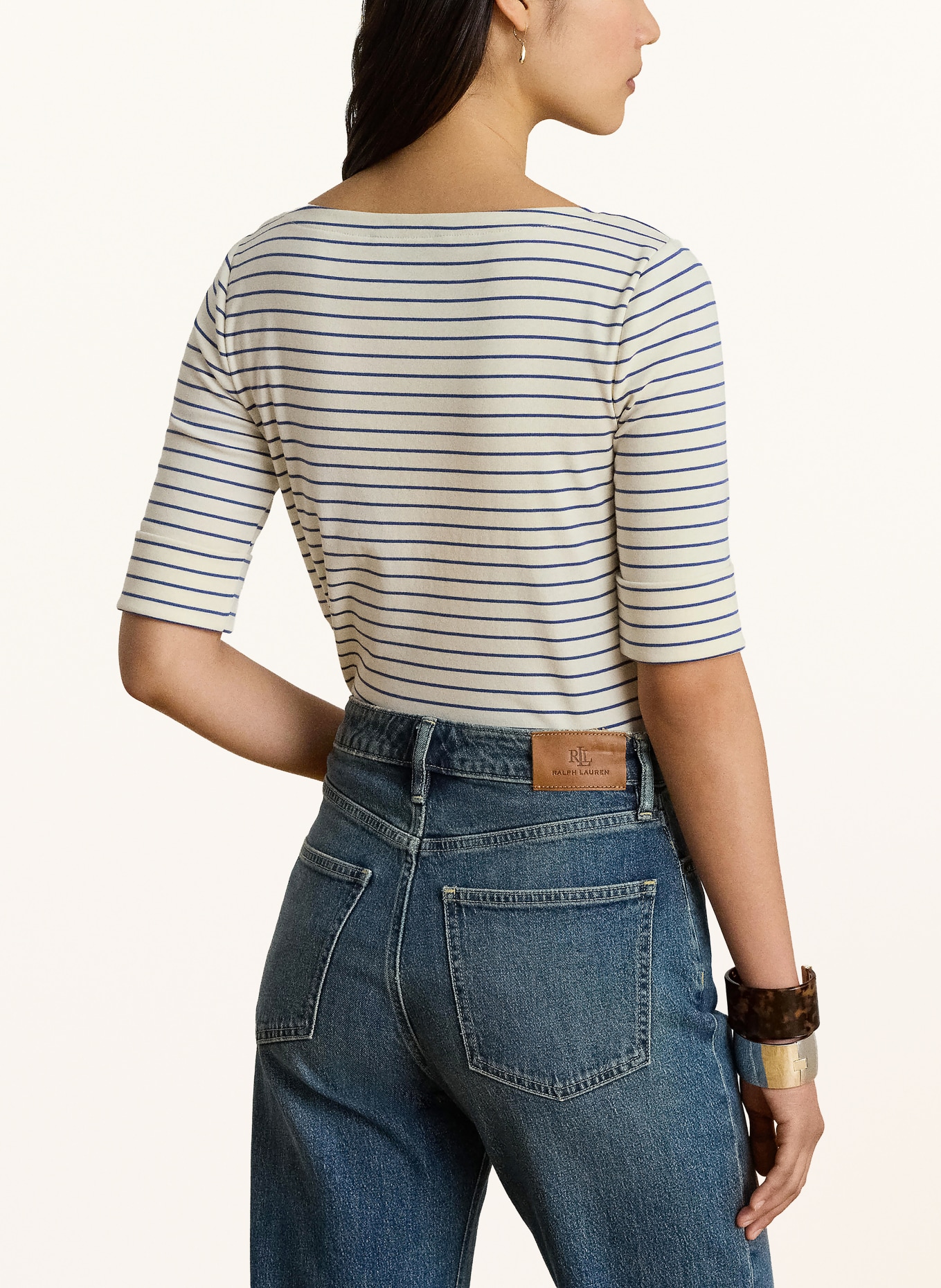 LAUREN RALPH LAUREN T-shirt: CREAM / BLUE