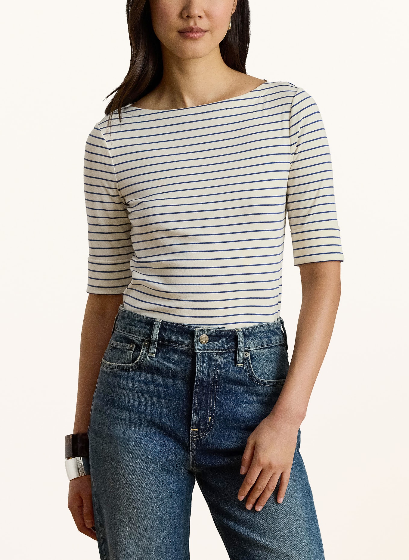 LAUREN RALPH LAUREN T-shirt: CREAM / BLUE