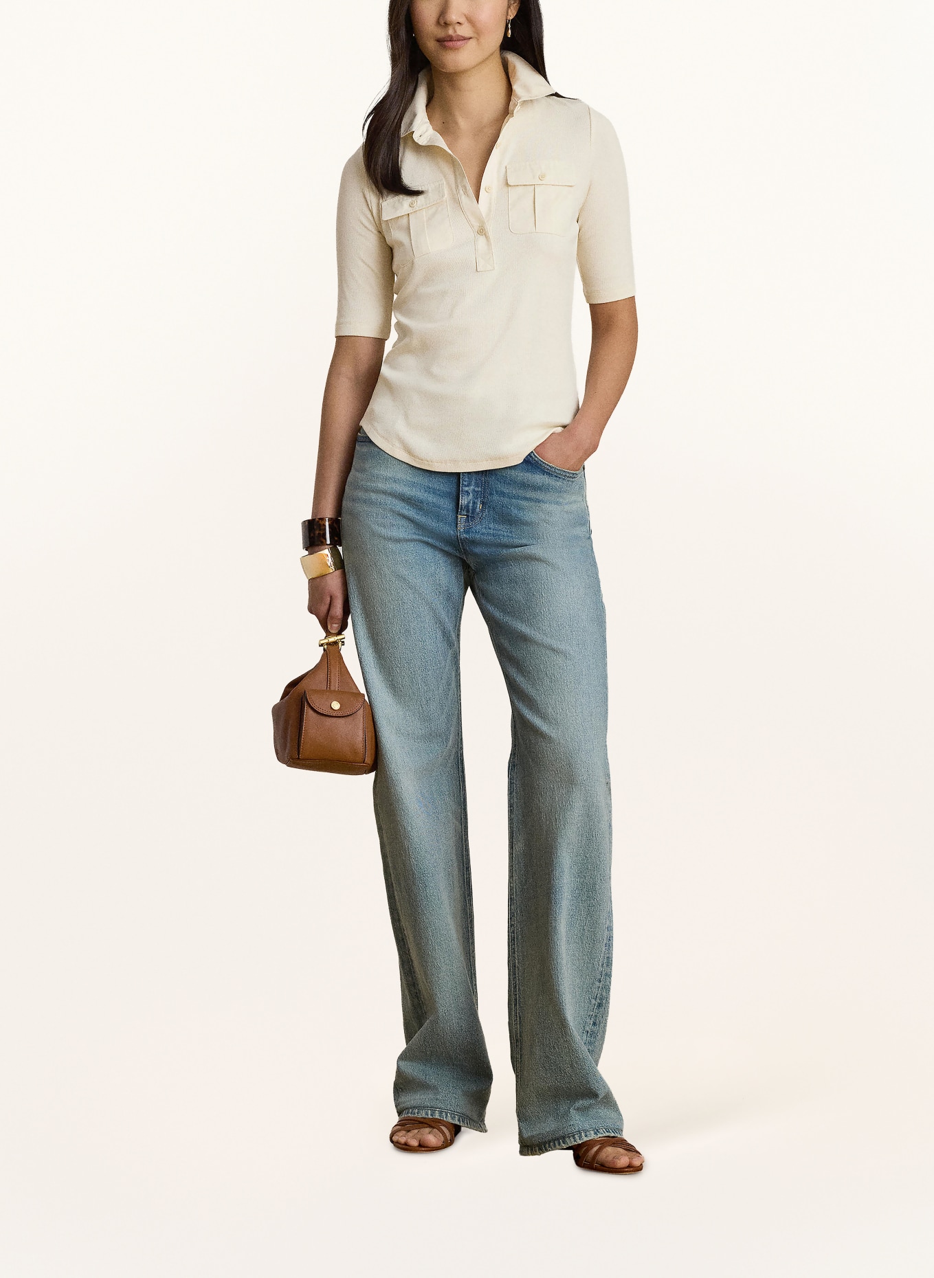 LAUREN RALPH LAUREN Piqué-poloshirt: ECRU