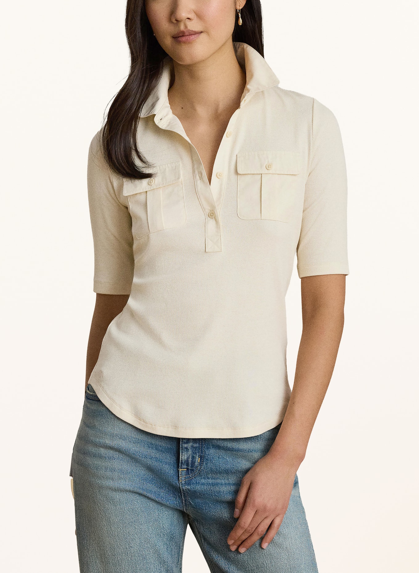 LAUREN RALPH LAUREN Piqué-poloshirt: ECRU