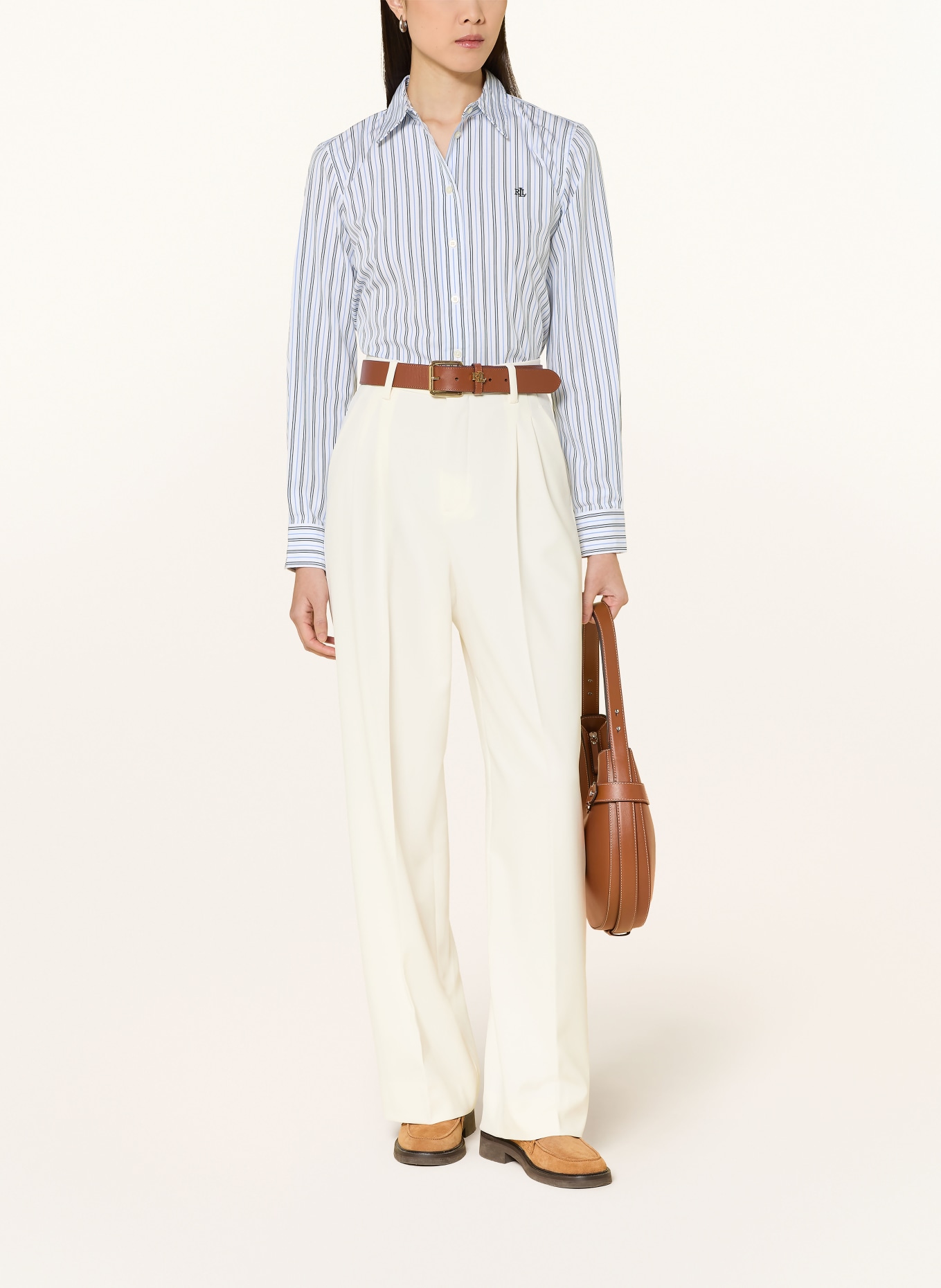 LAUREN RALPH LAUREN Shirt blouse: WHITE / BLUE / BLACK