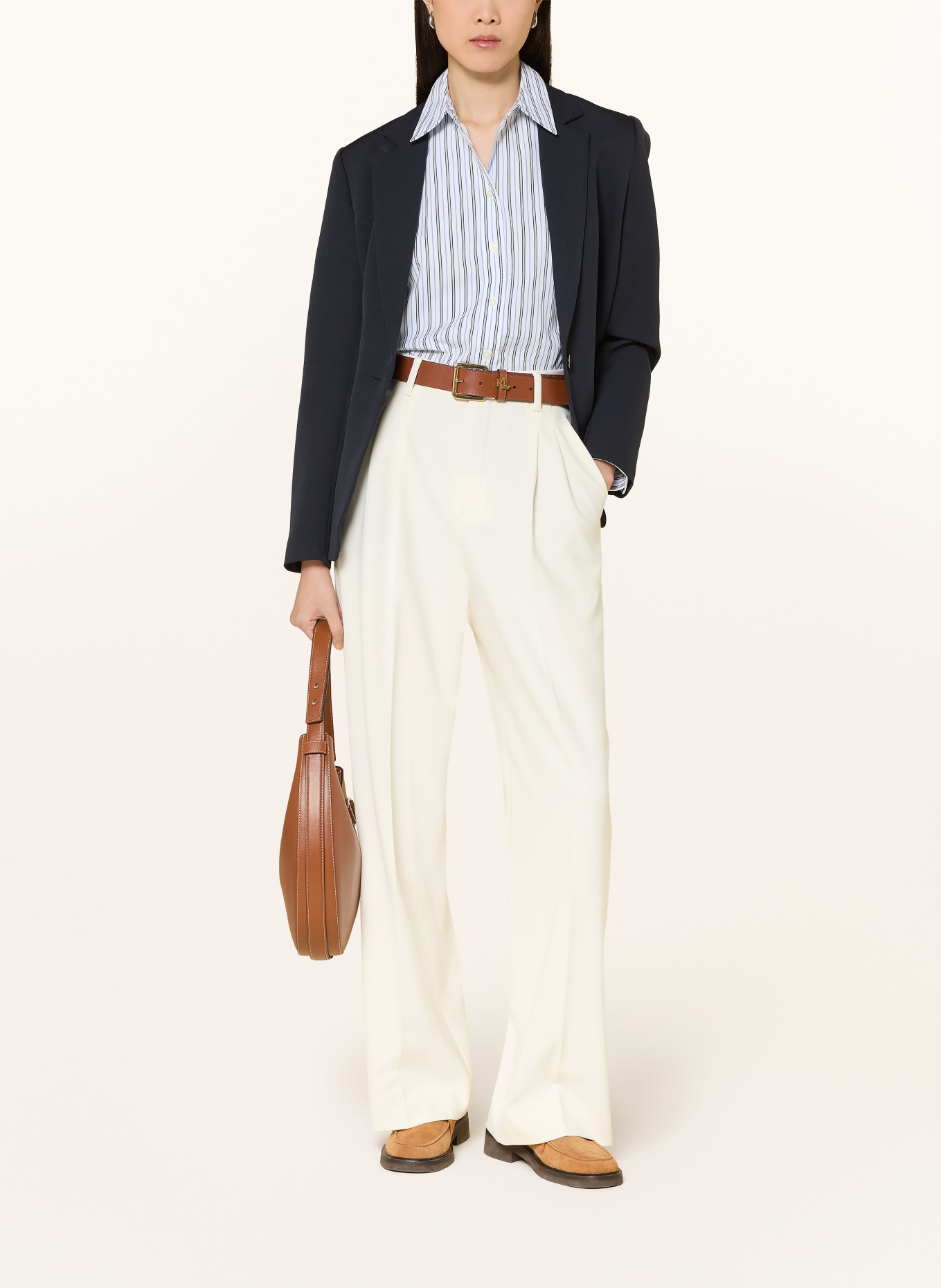 LAUREN RALPH LAUREN Shirt blouse: WHITE / BLUE / BLACK