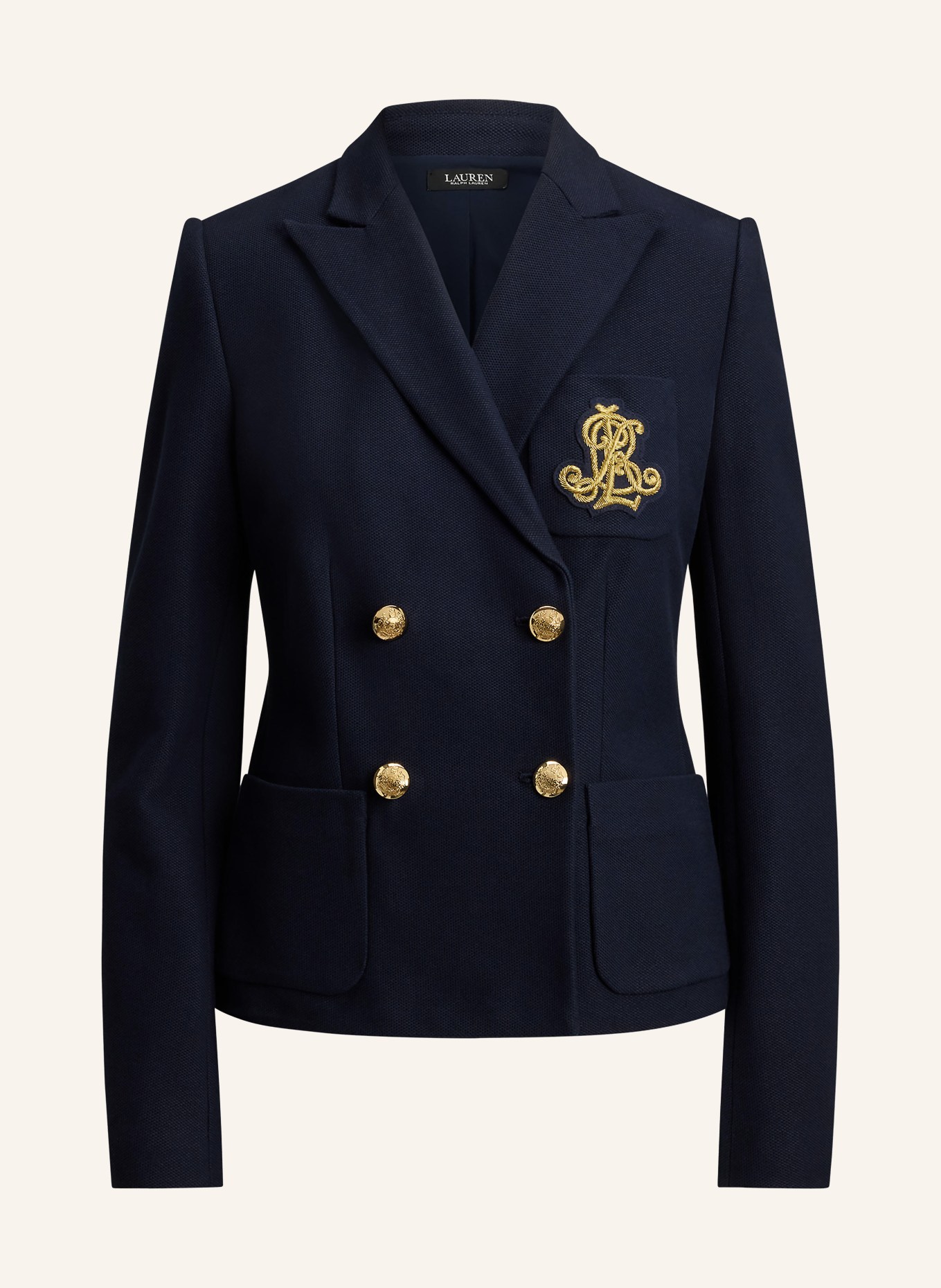 LAUREN RALPH LAUREN Blazer en piqué: BLEU FONCÉ