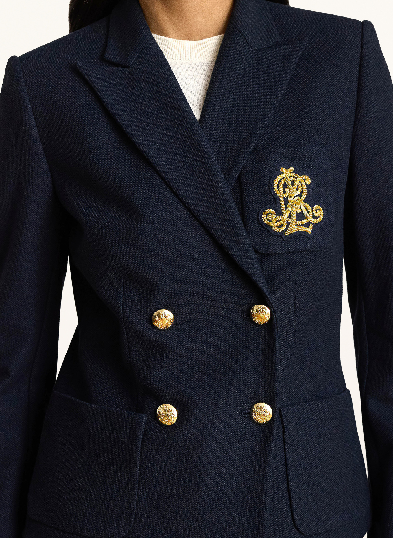 LAUREN RALPH LAUREN Blazer en piqué: BLEU FONCÉ
