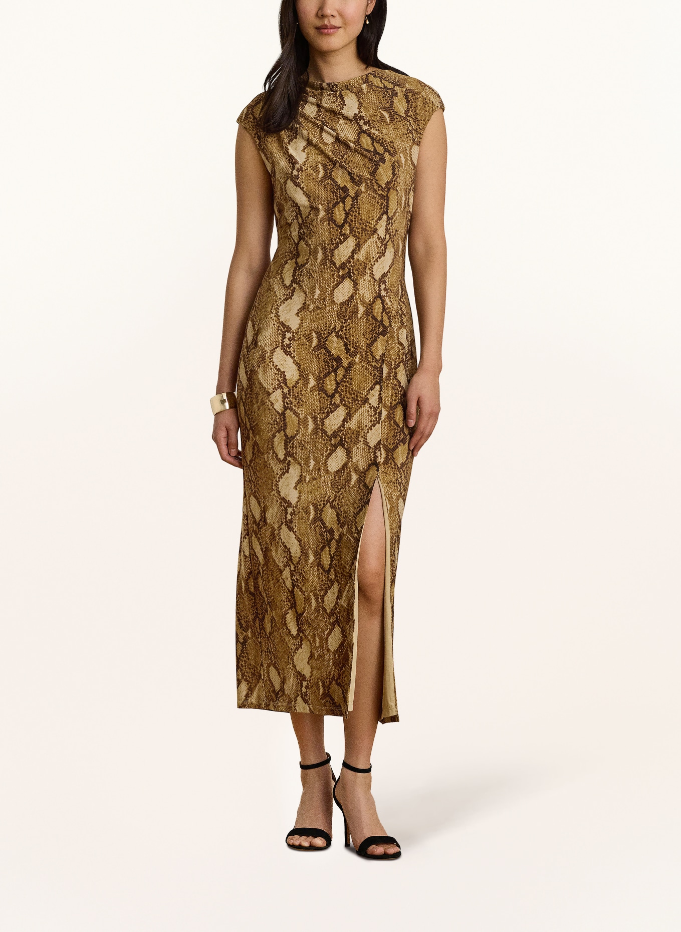 LAUREN RALPH LAUREN Jersey dress: LIGHT BROWN / COGNAC / DARK BROWN
