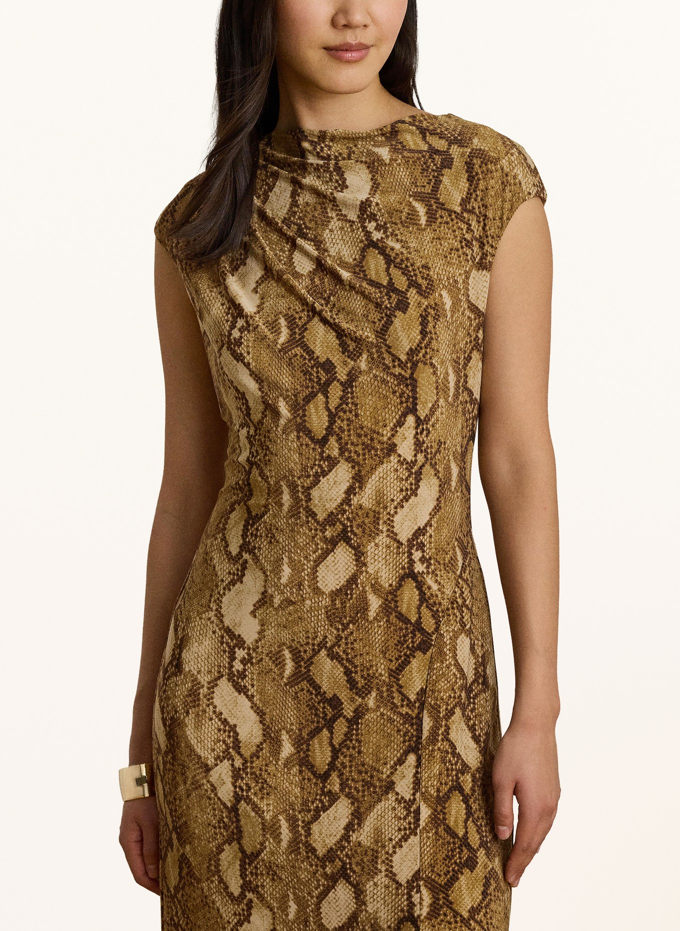 LAUREN RALPH LAUREN Jersey dress: LIGHT BROWN / COGNAC / DARK BROWN