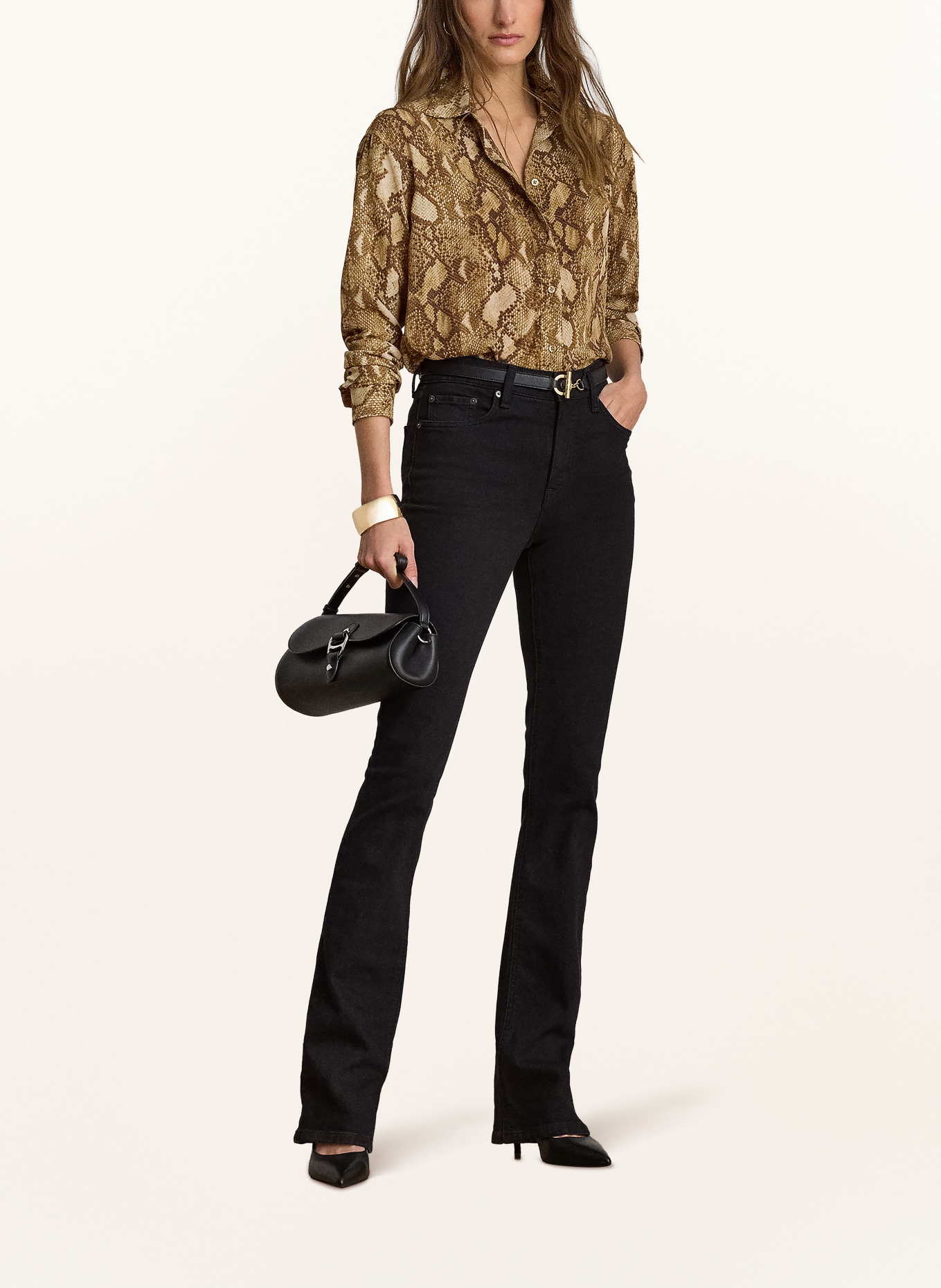 LAUREN RALPH LAUREN Hemdbluse: COGNAC / BRAUN