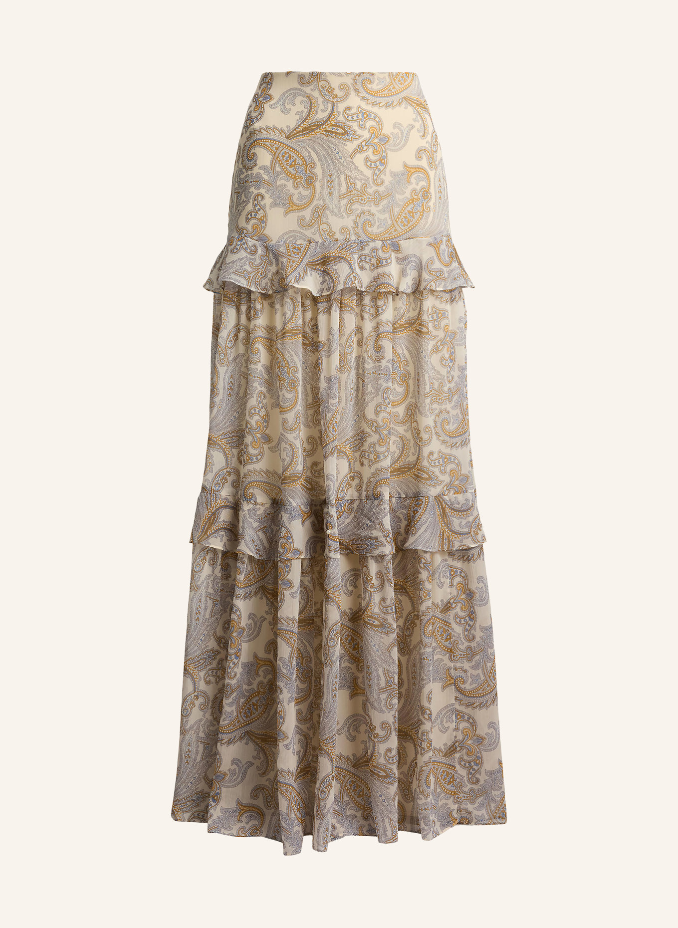 LAUREN RALPH LAUREN Rok met volants: CRÈME / COGNAC / BLAUW