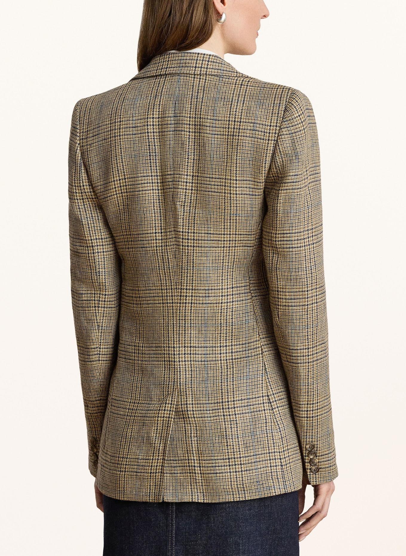 LAUREN RALPH LAUREN Linen Blazer: CAMEL / BLACK