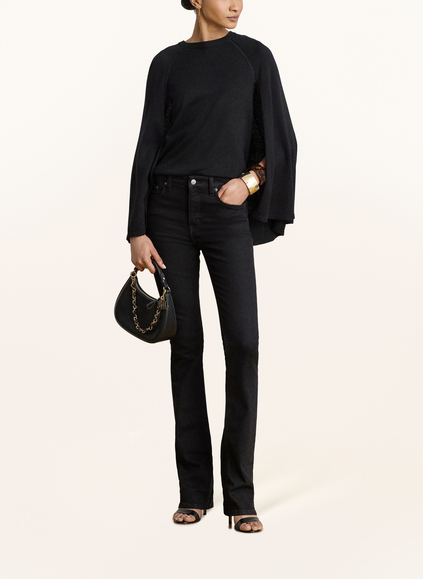 LAUREN RALPH LAUREN Strickshirt mit Seide: SCHWARZ
