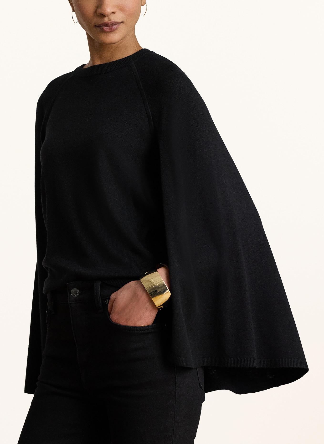 LAUREN RALPH LAUREN Strickshirt mit Seide: SCHWARZ