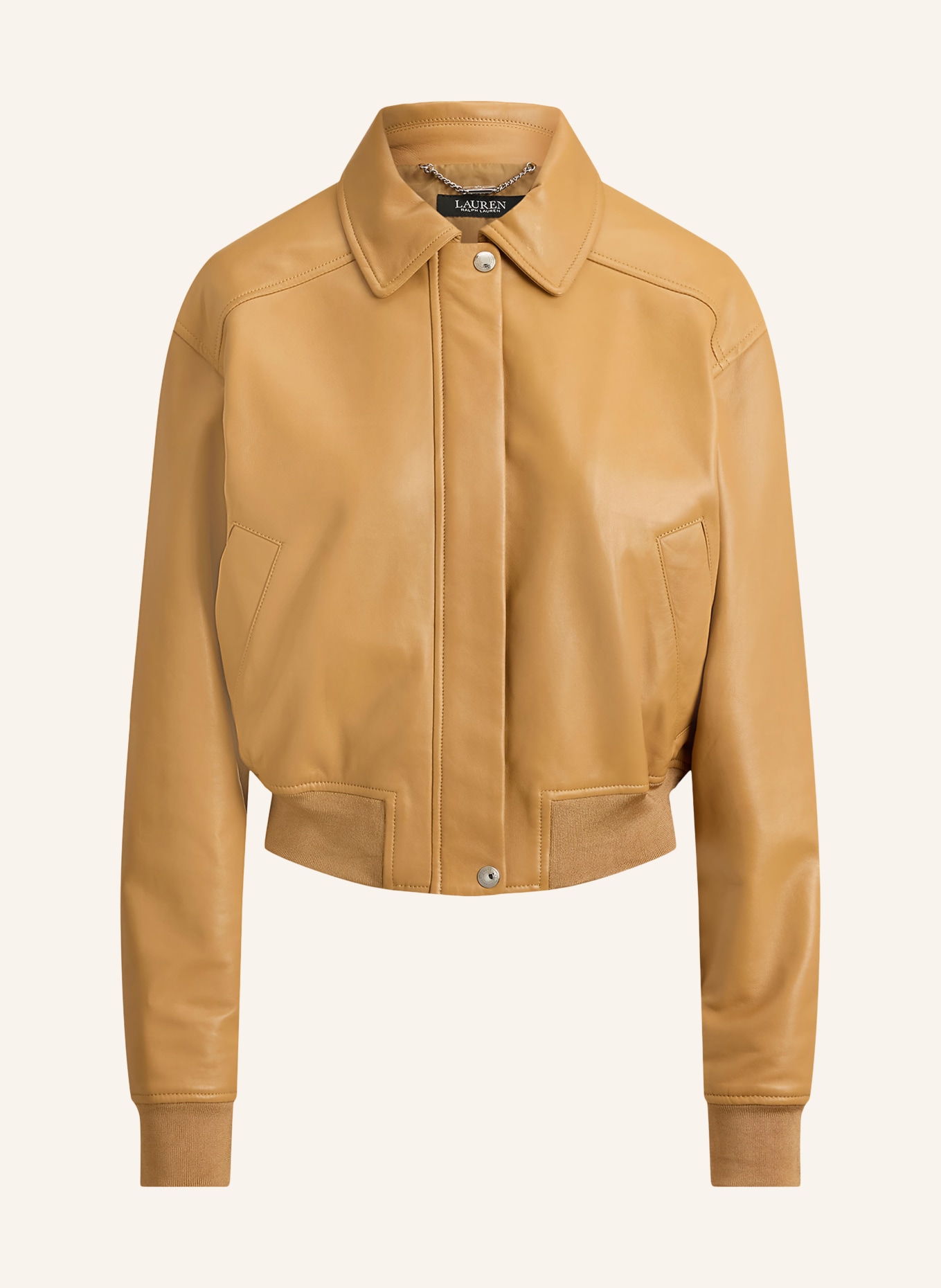 LAUREN RALPH LAUREN Veste en cuir: CHAMEAU
