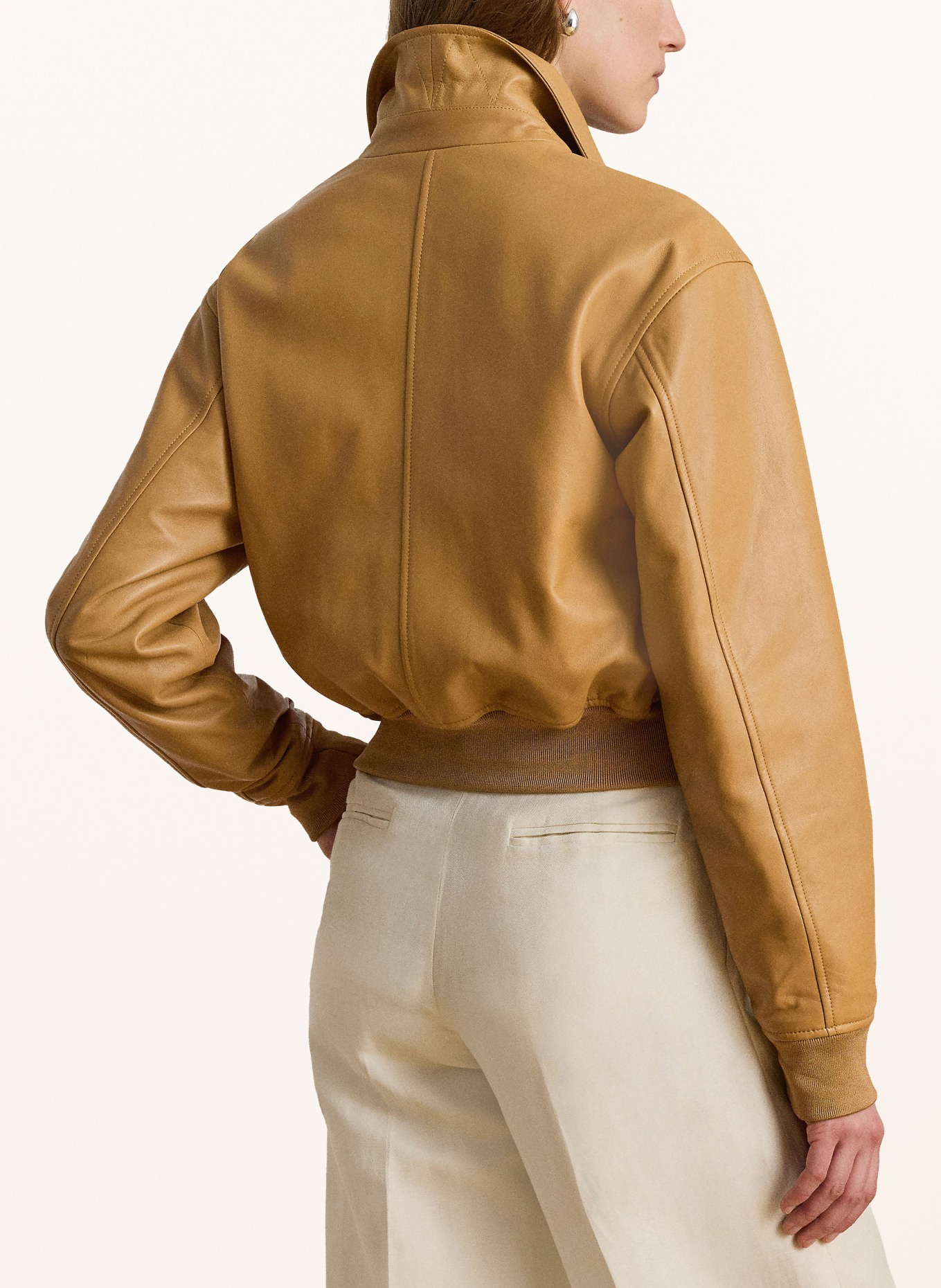 LAUREN RALPH LAUREN Veste en cuir: CHAMEAU