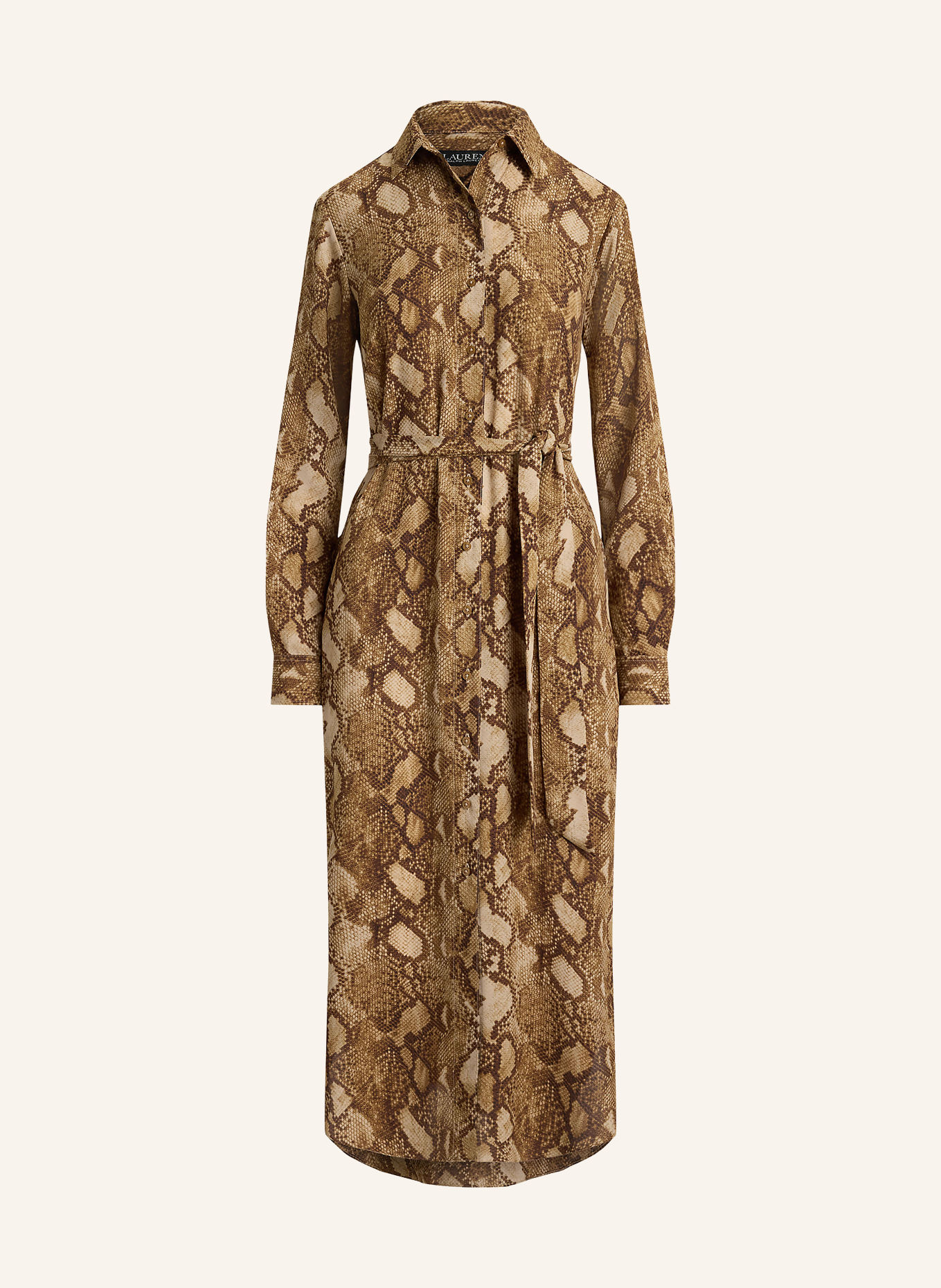 LAUREN RALPH LAUREN Hemdblusenkleid: BEIGE / BRAUN