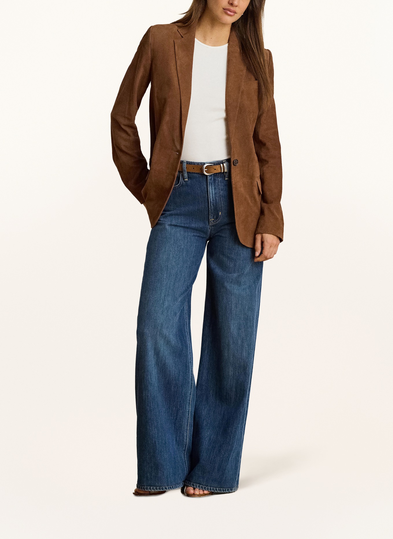 LAUREN RALPH LAUREN Lederblazer: COGNAC