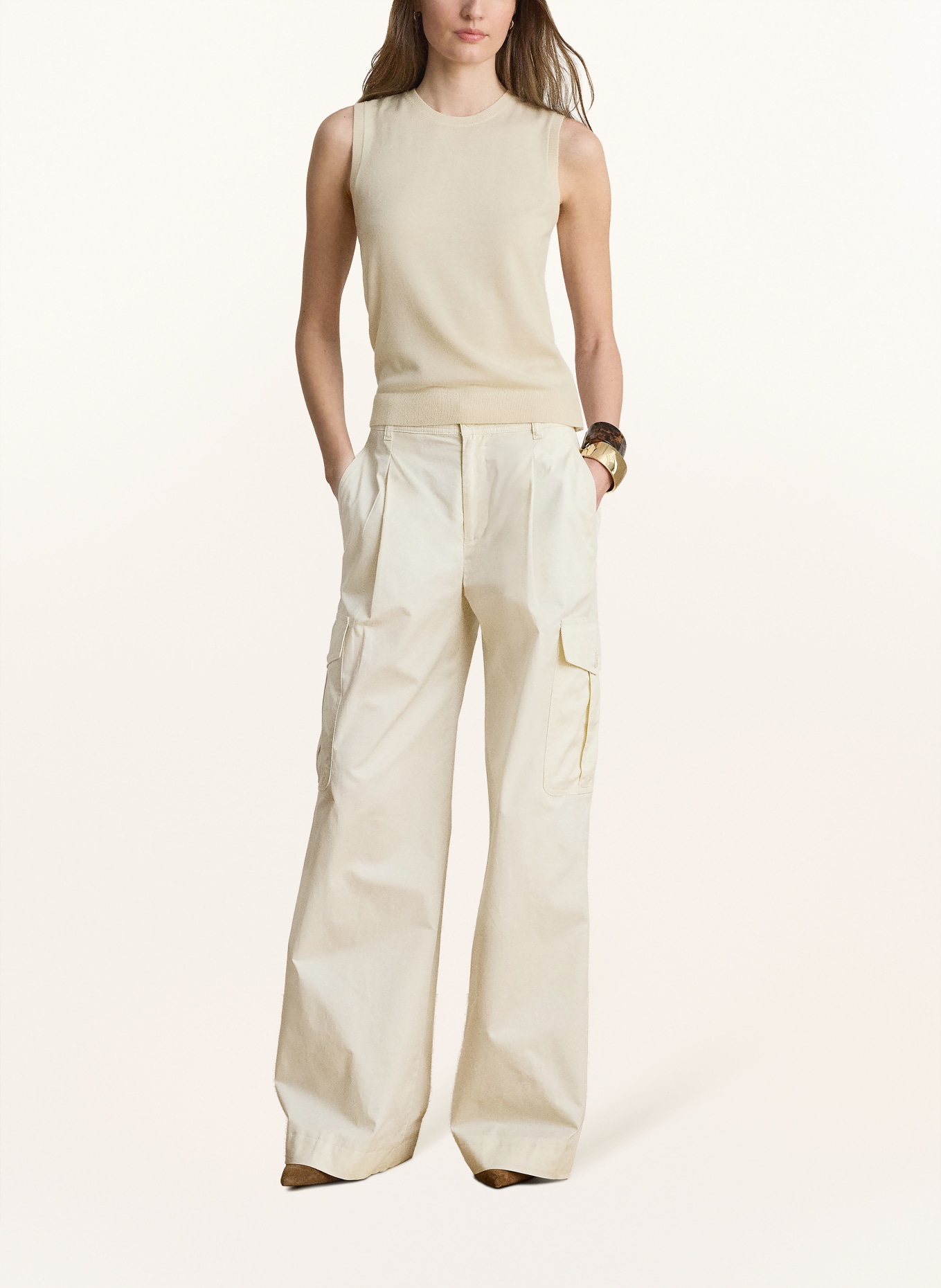 LAUREN RALPH LAUREN Stricktop mit Seide: BEIGE