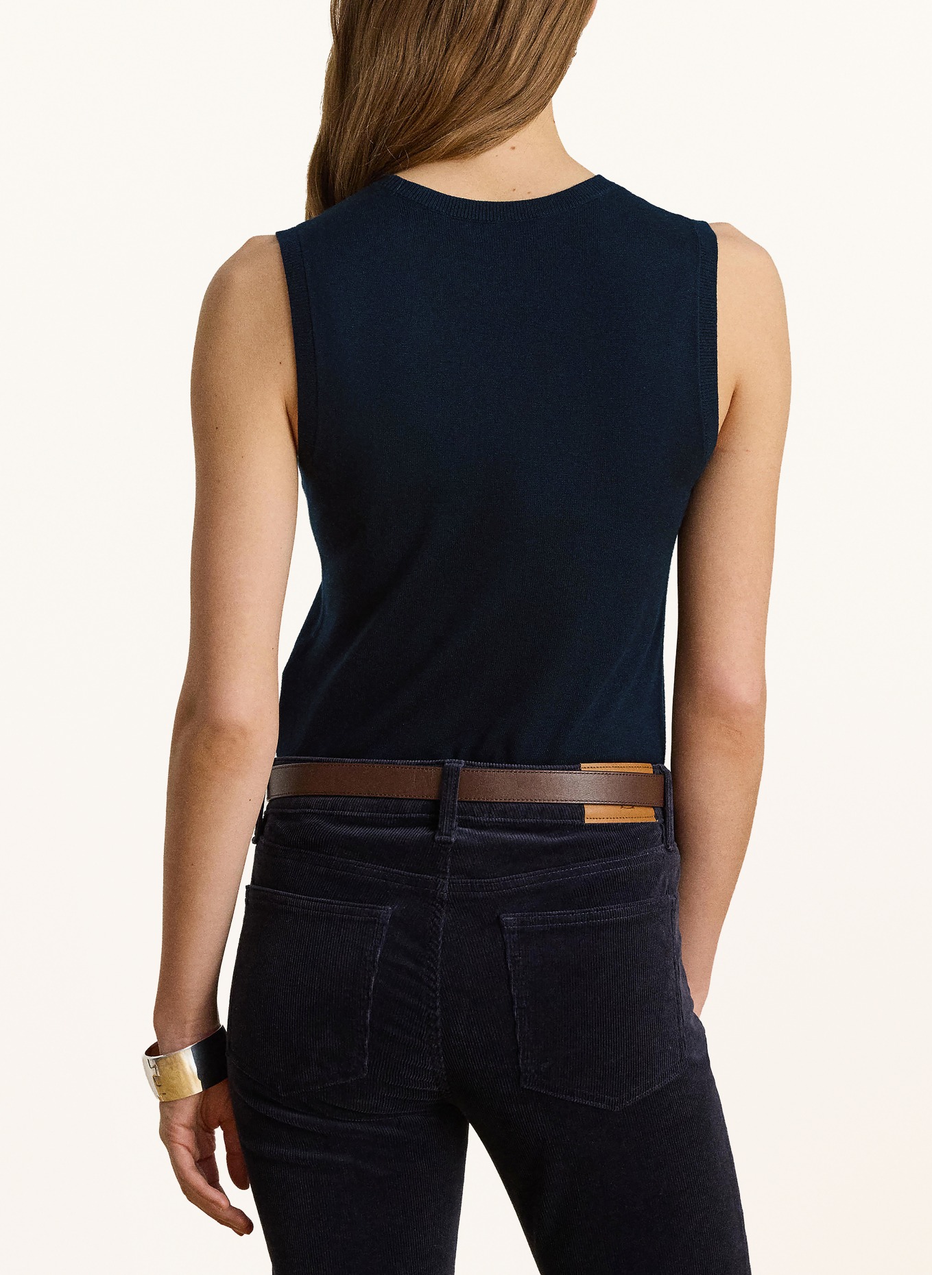 LAUREN RALPH LAUREN Stricktop mit Seide: DUNKELBLAU