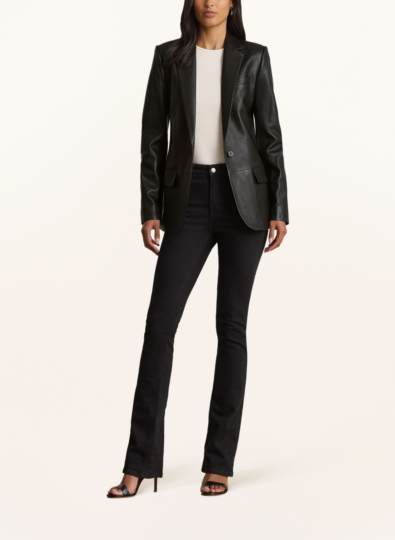 LAUREN RALPH LAUREN Lederblazer: SCHWARZ