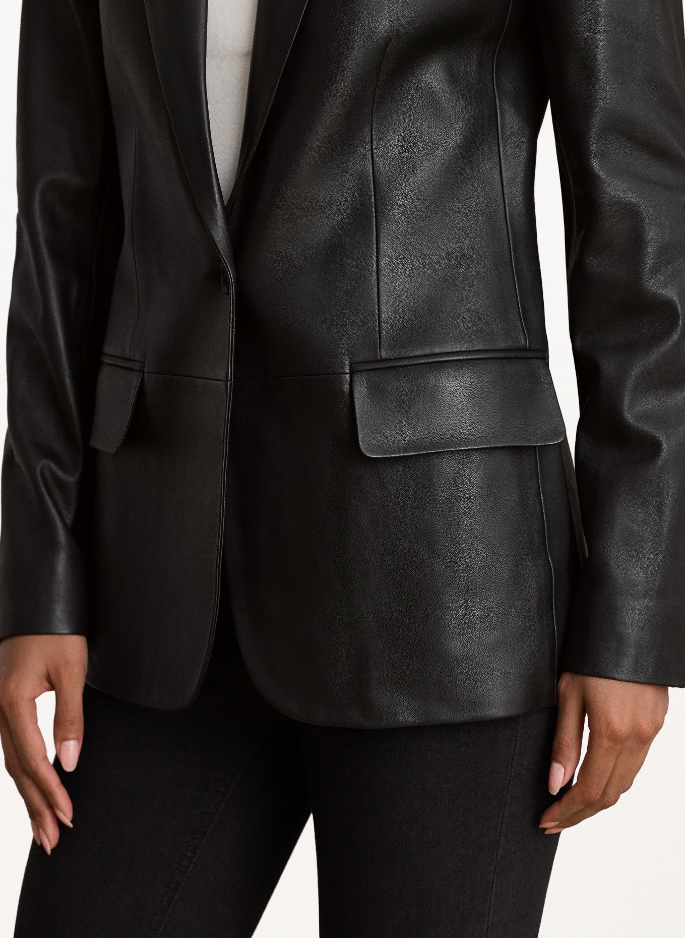 LAUREN RALPH LAUREN Lederblazer: SCHWARZ